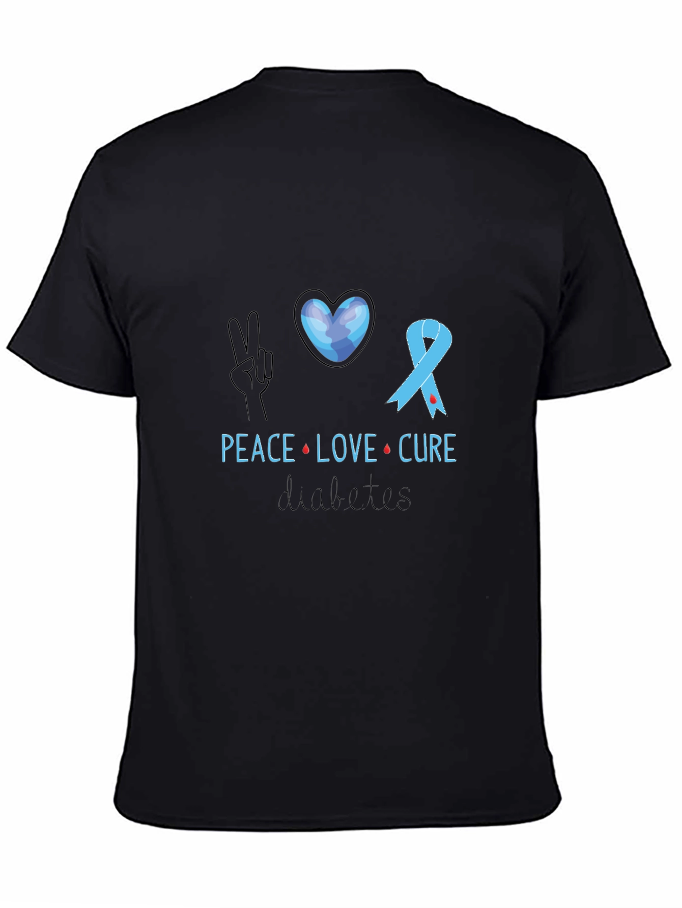 Peace Love Cure Diabetes Awareness T-Shirt