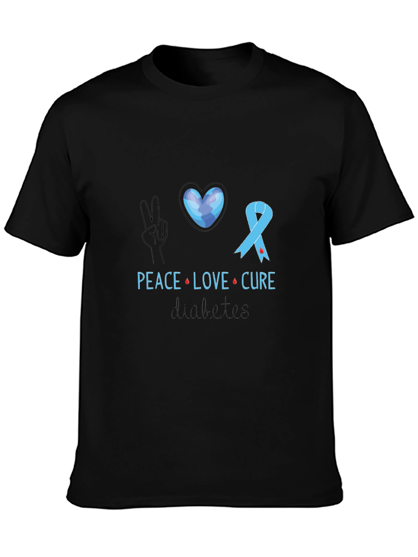 Peace Love Cure Diabetes Awareness T-Shirt