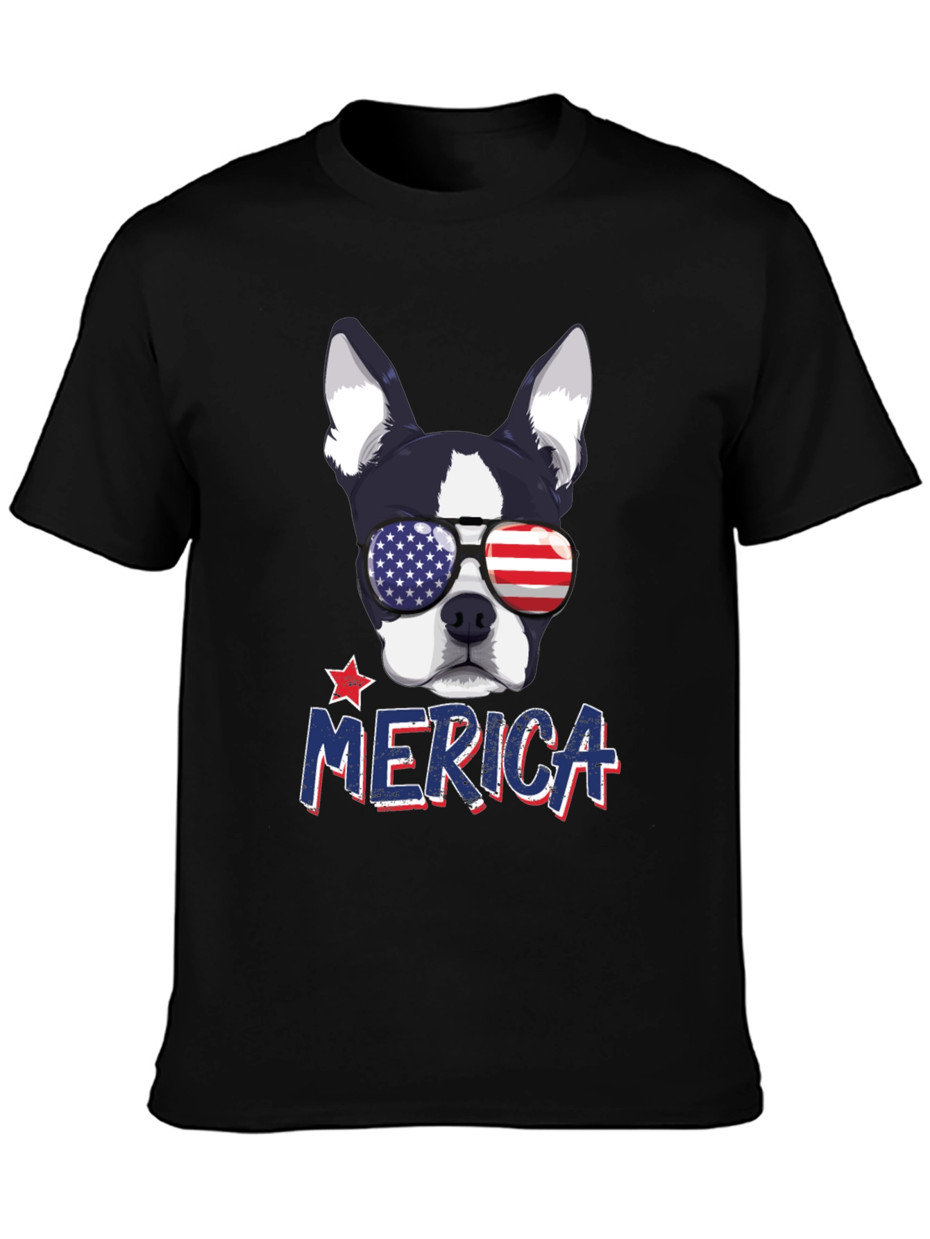 Patriotic Dog T-Shirt -  Merica USA Flag Sunglasses