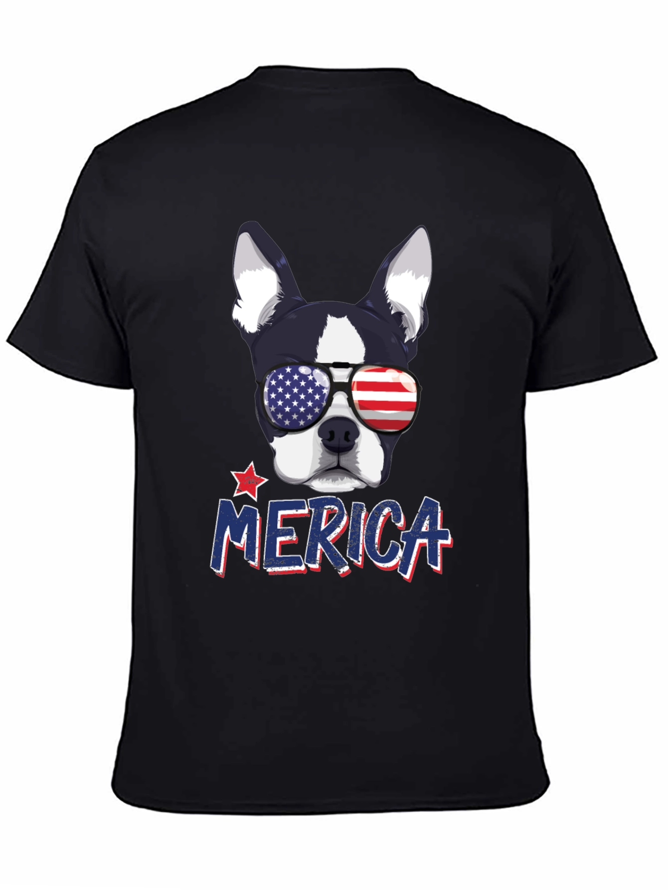 Patriotic Dog T-Shirt -  Merica USA Flag Sunglasses