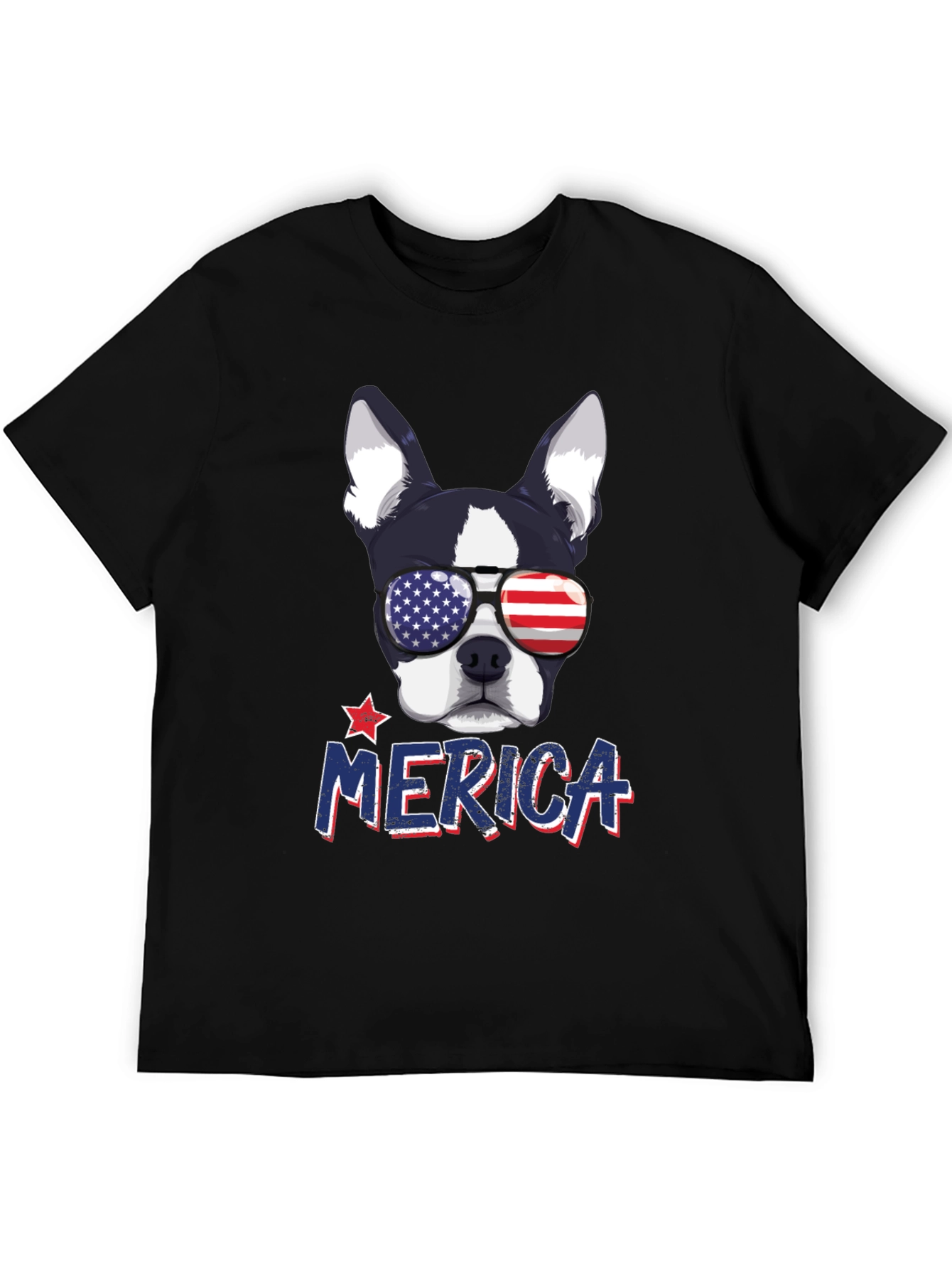 Patriotic Dog T-Shirt -  Merica USA Flag Sunglasses