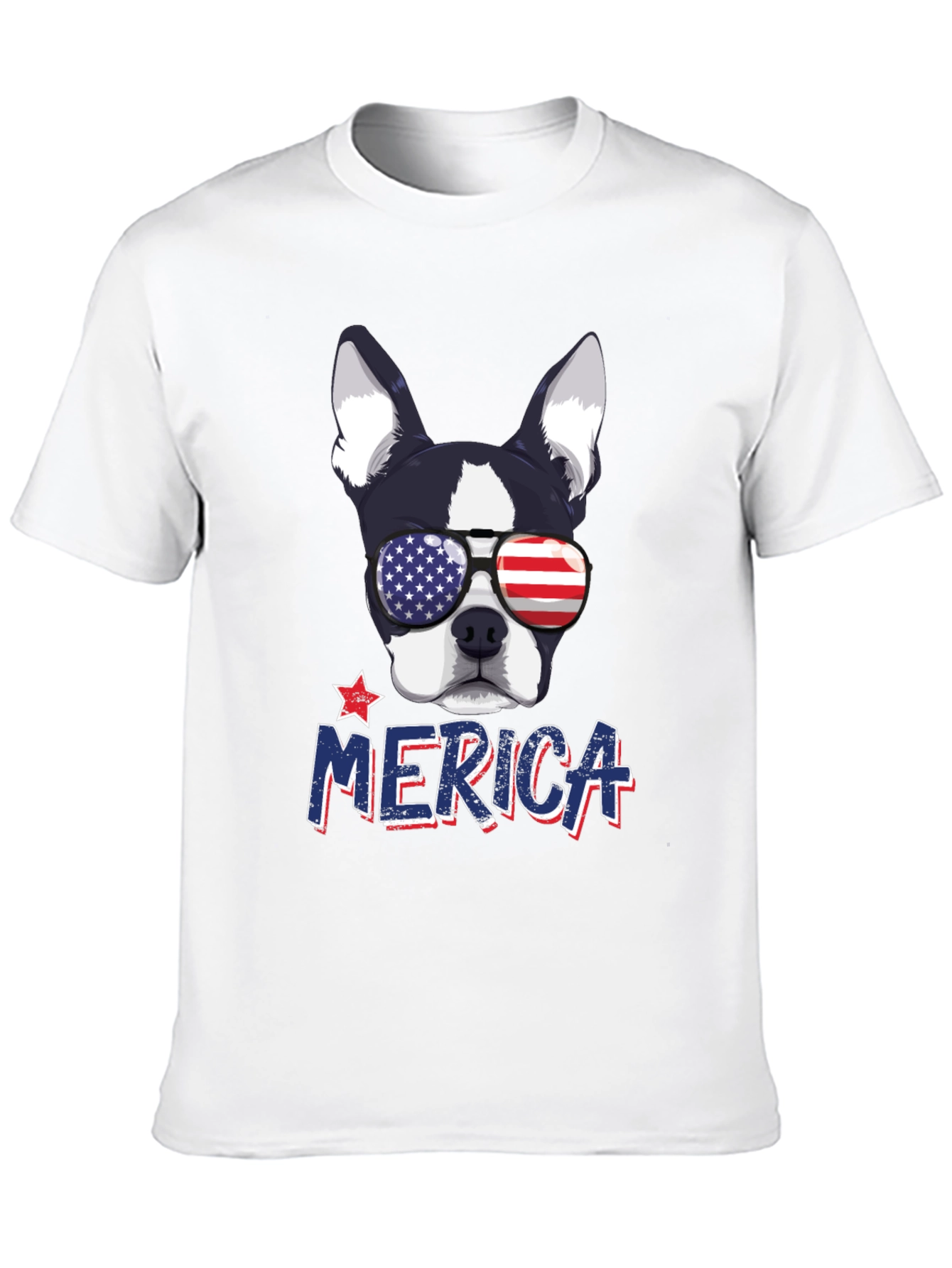 Patriotic Dog T-Shirt -  Merica USA Flag Sunglasses