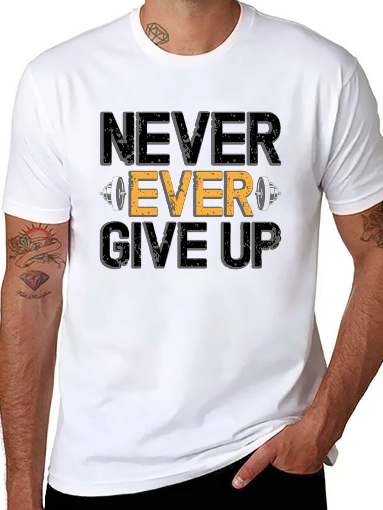 Never Ever Give Up Fitness T-Shirt