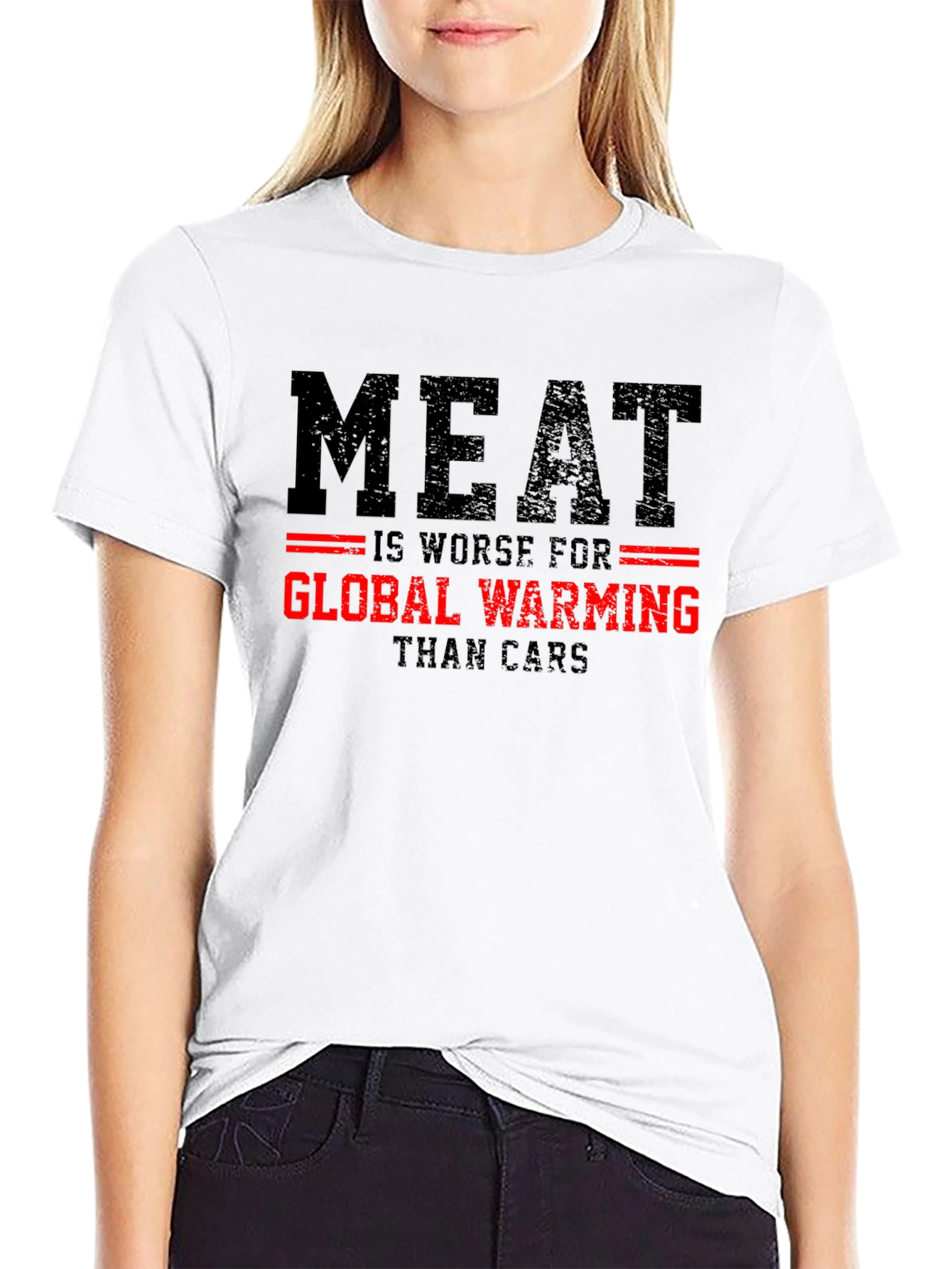 Meat vs Cars Global Warming Graphic T-Shirt