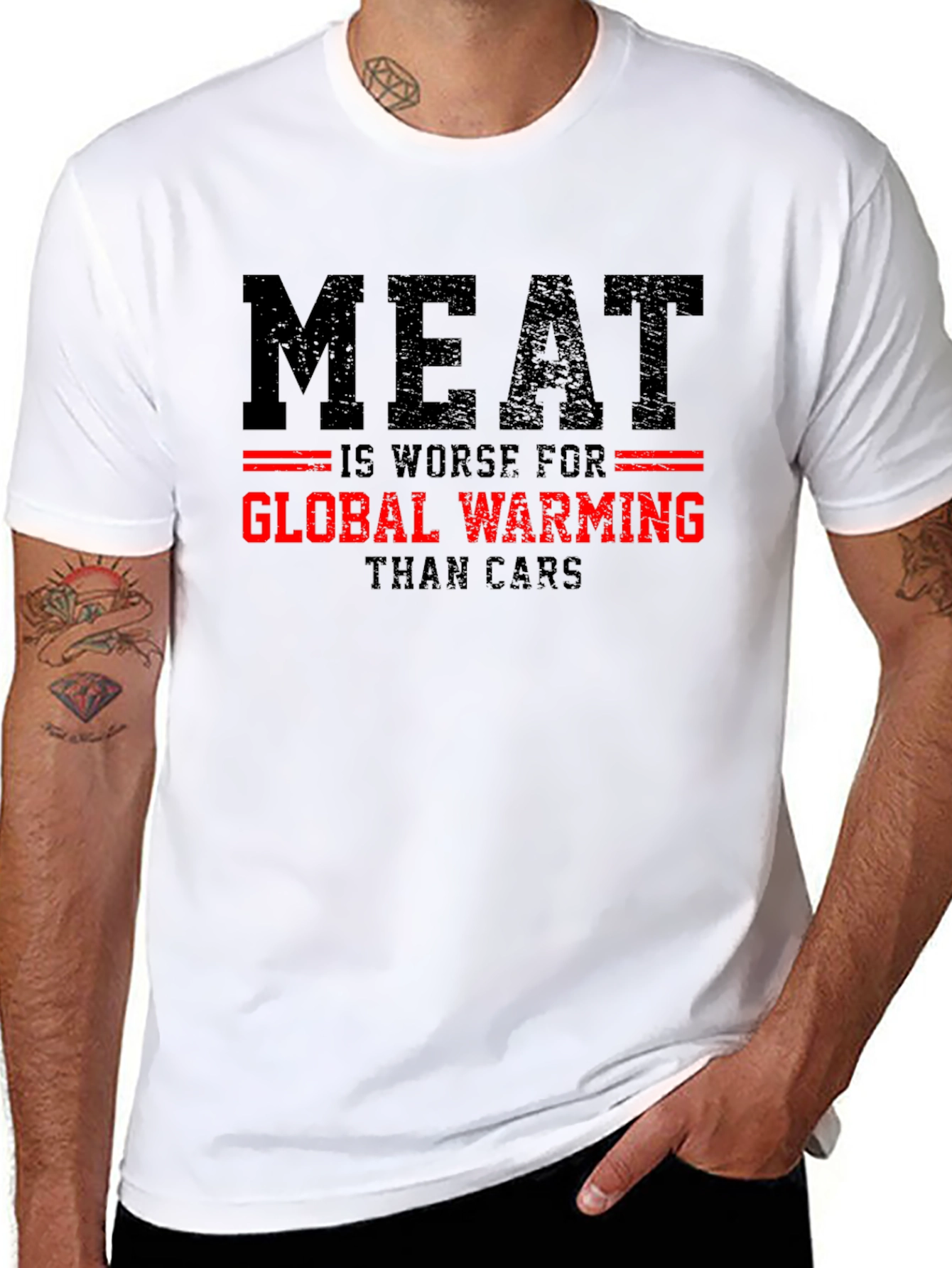 Meat vs Cars Global Warming Graphic T-Shirt