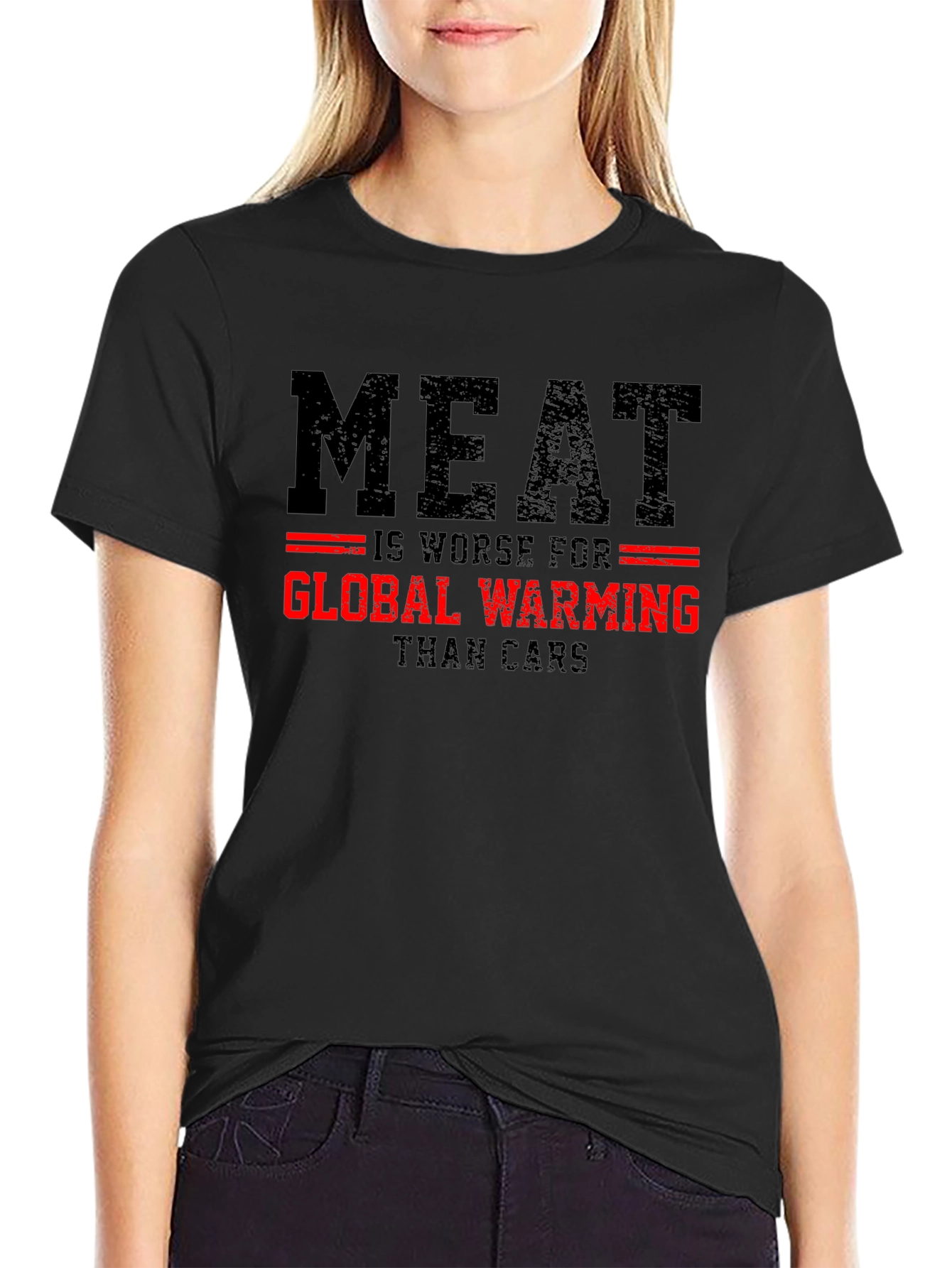 Meat vs Cars Global Warming Graphic T-Shirt