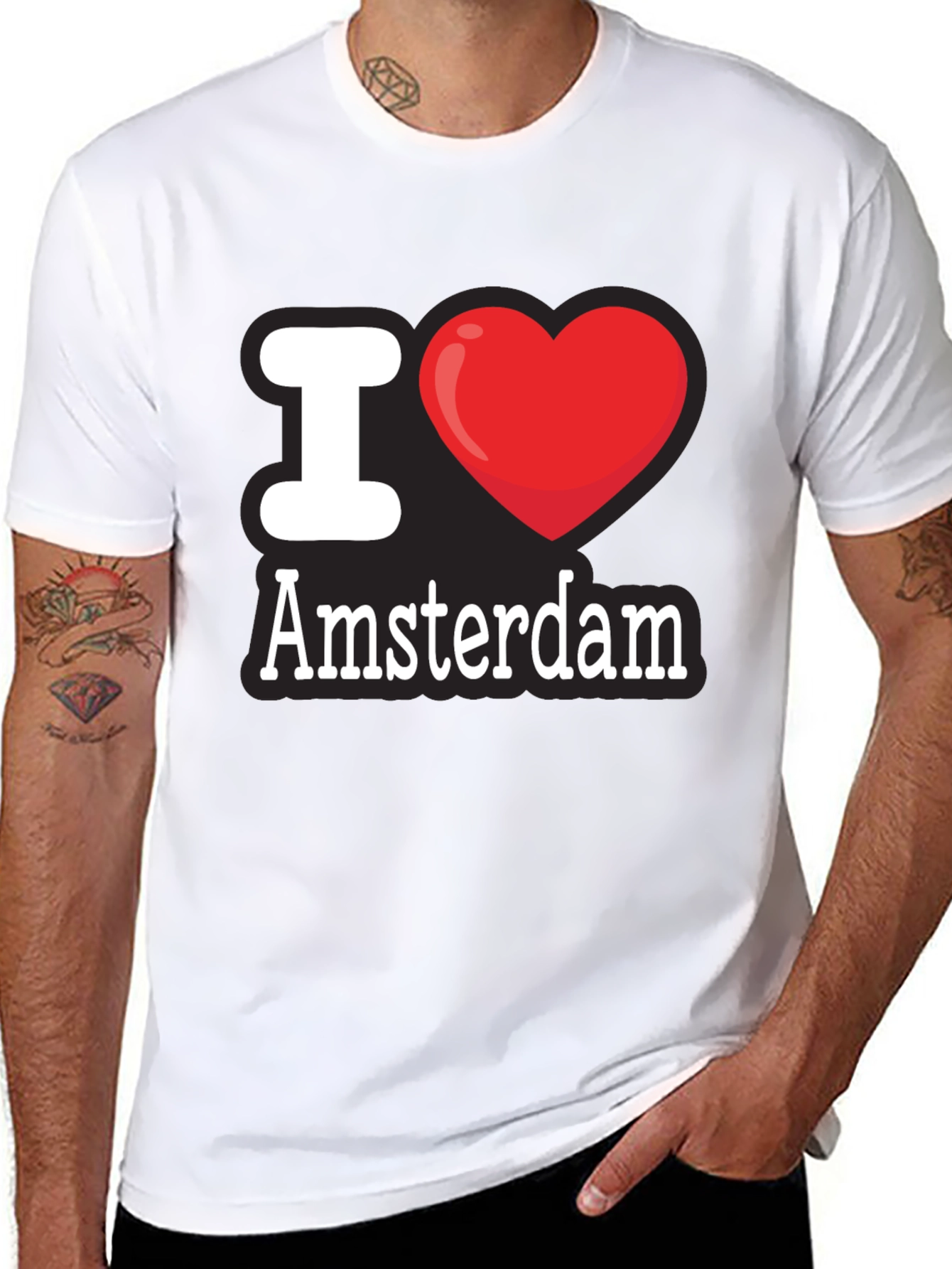 I Heart Amsterdam T-Shirt - Black Cotton Tee