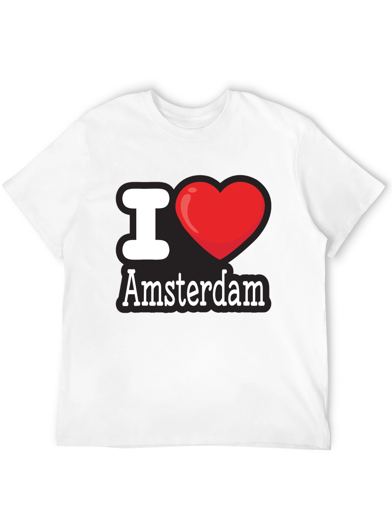 I Heart Amsterdam T-Shirt - Black Cotton Tee