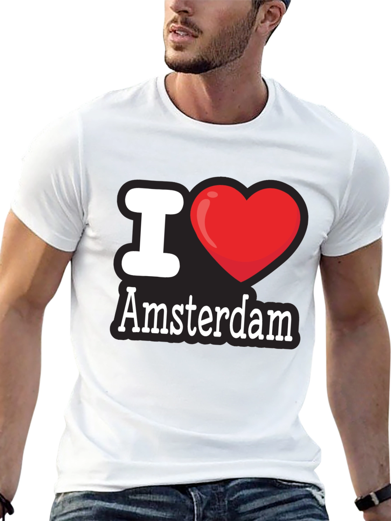 I Heart Amsterdam T-Shirt - Black Cotton Tee