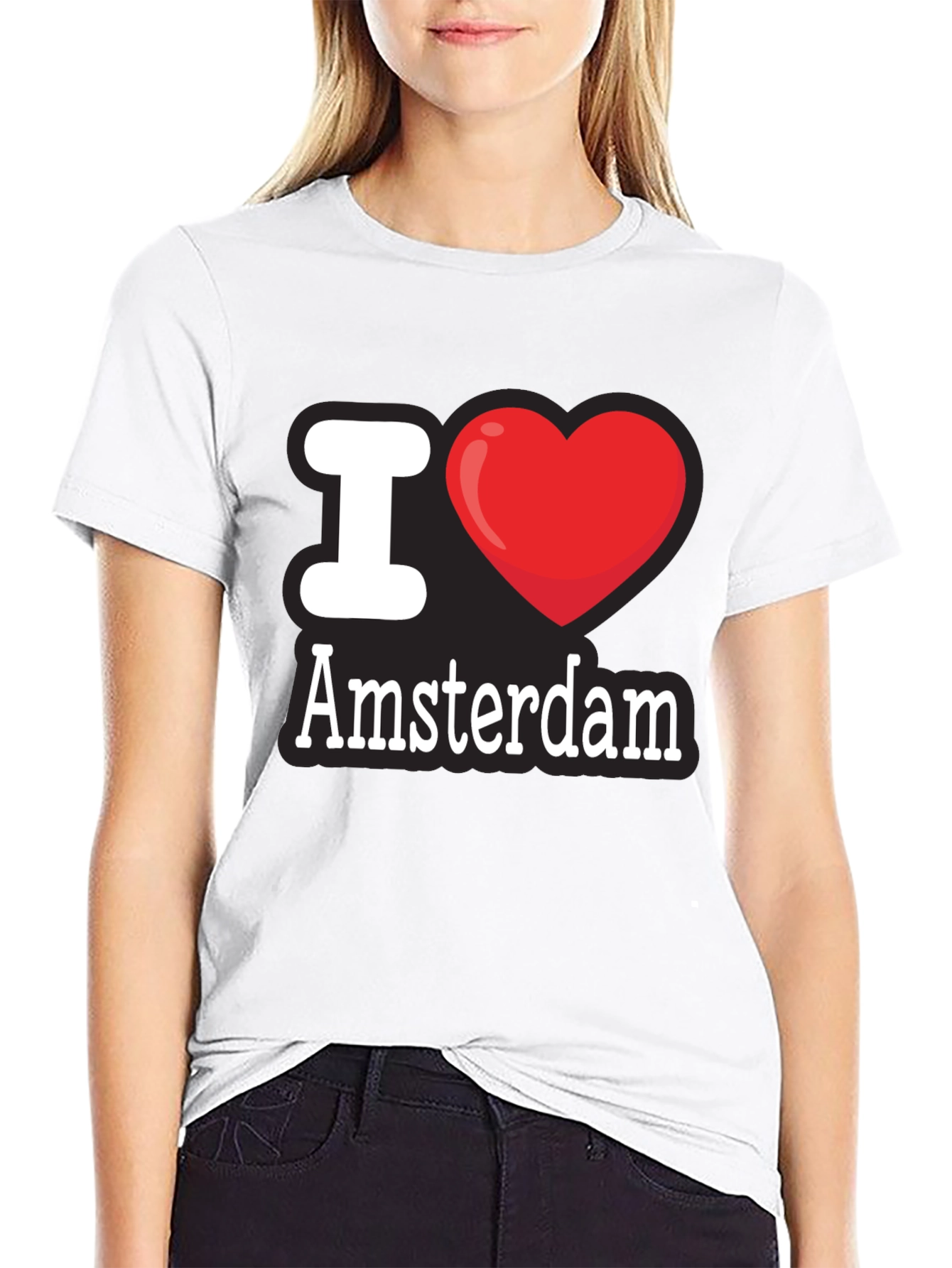 I Heart Amsterdam T-Shirt - Black Cotton Tee