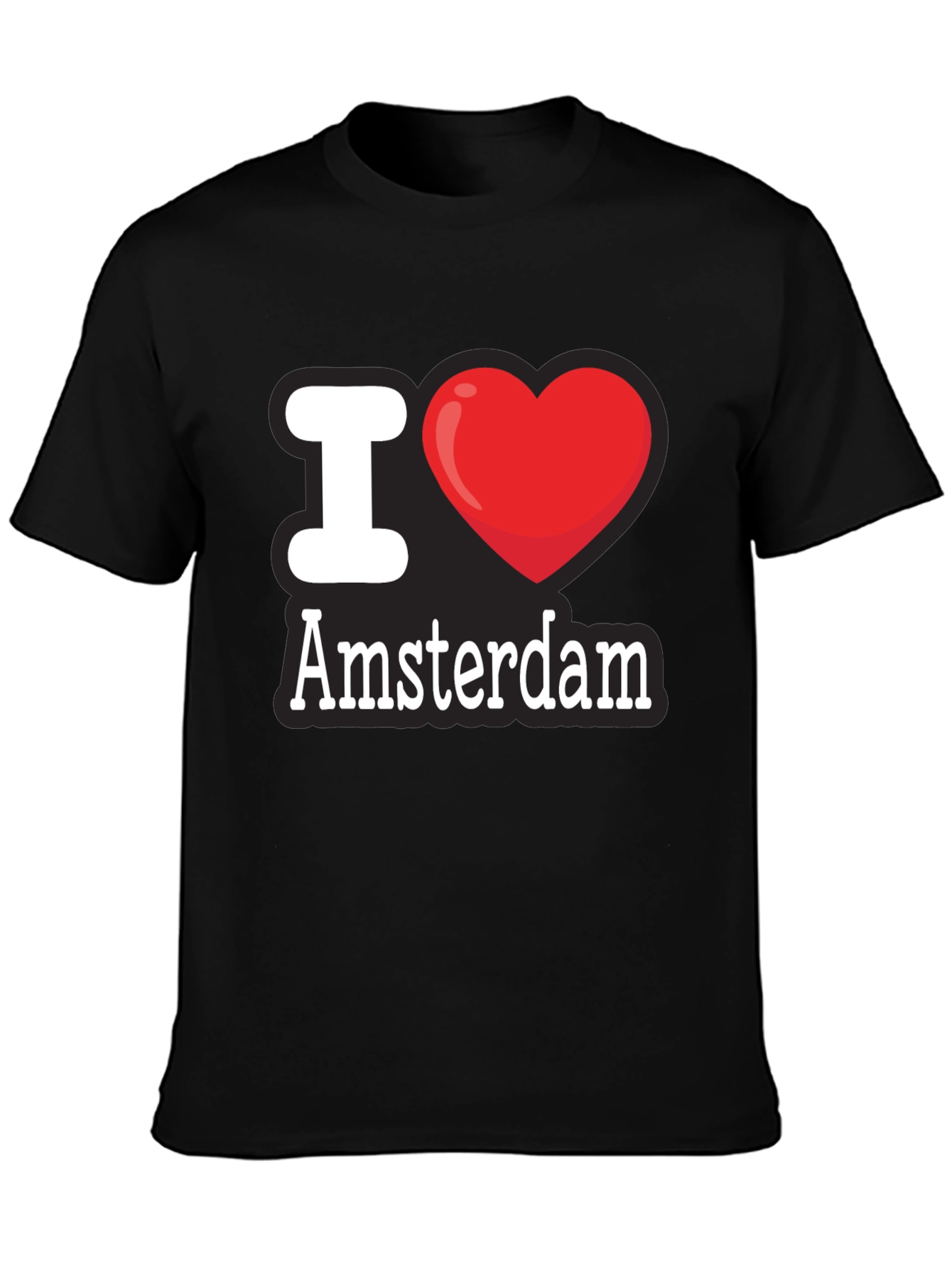 I Heart Amsterdam T-Shirt - Black Cotton Tee