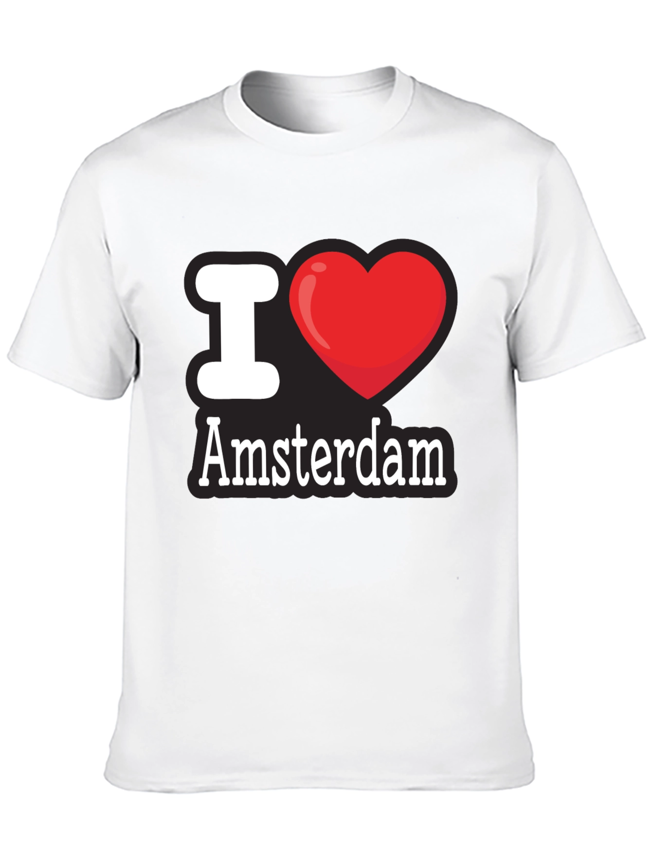 I Heart Amsterdam T-Shirt - Black Cotton Tee
