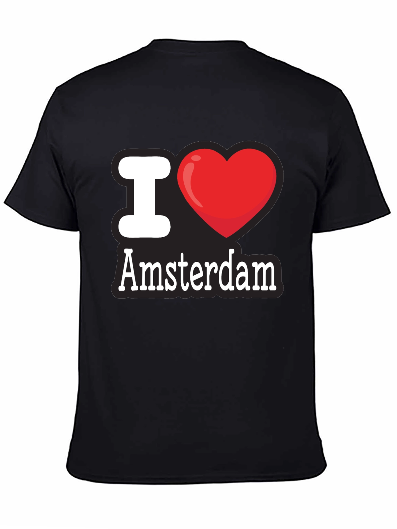 I Heart Amsterdam T-Shirt - Black Cotton Tee