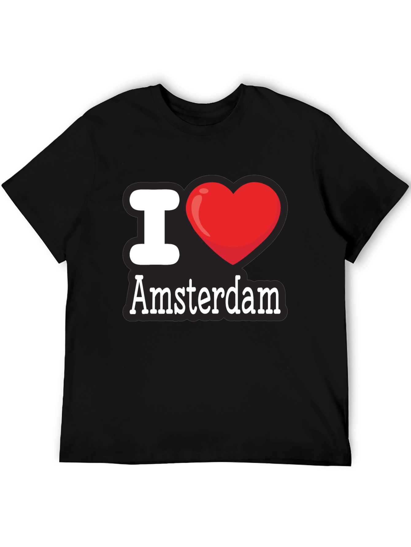 I Heart Amsterdam T-Shirt - Black Cotton Tee