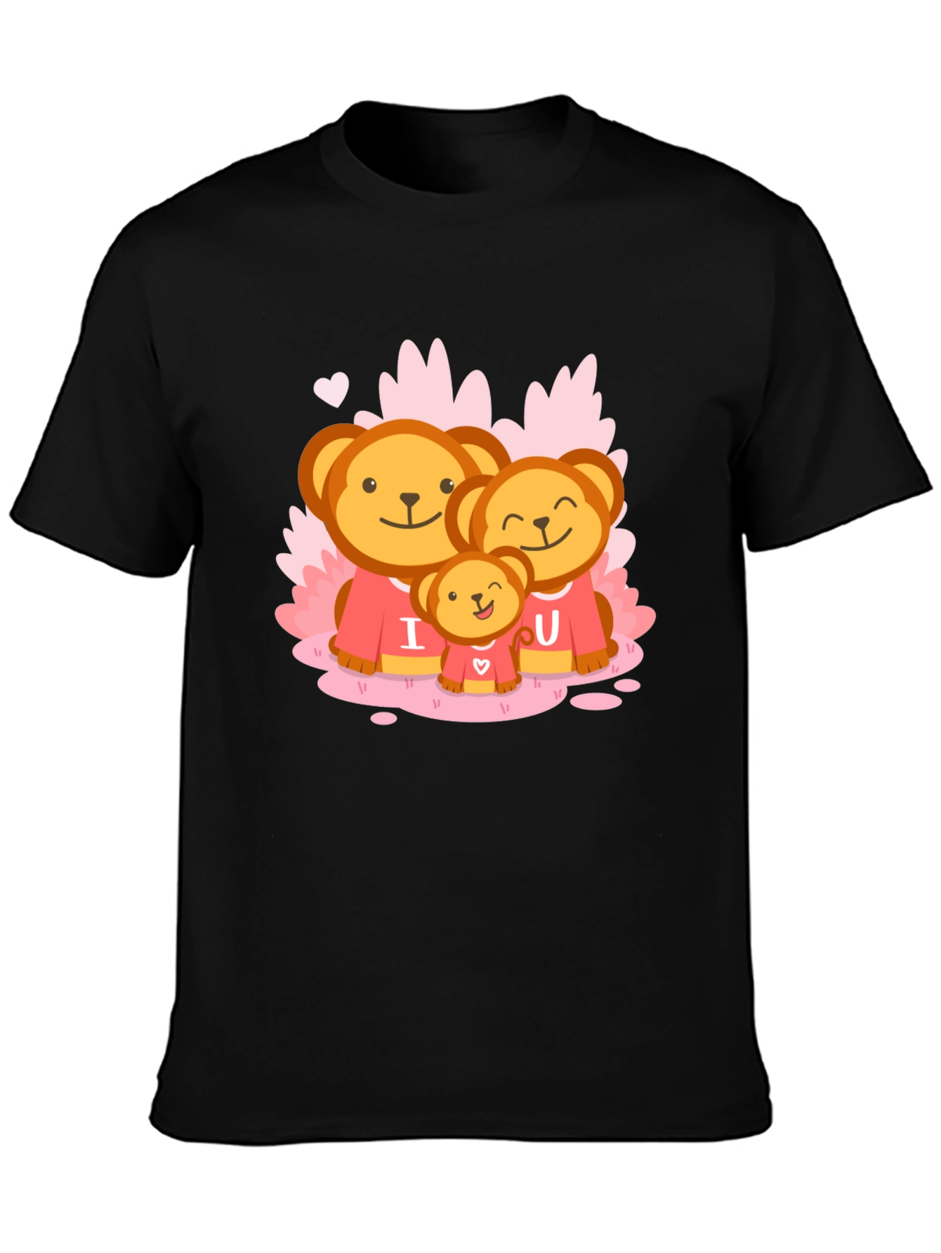 Cute Bear Family I Love You Black T-Shirt