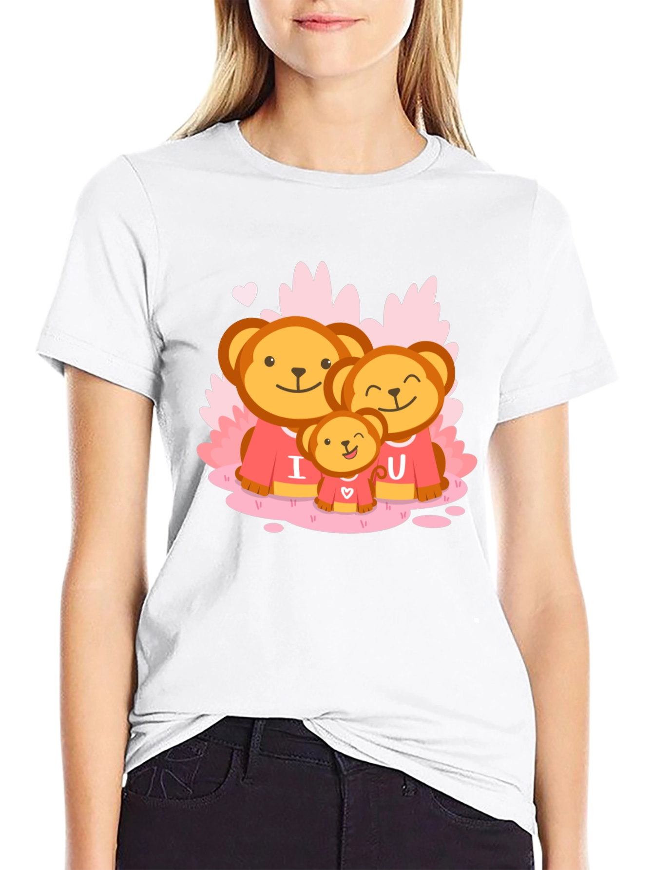 Cute Bear Family I Love You Black T-Shirt
