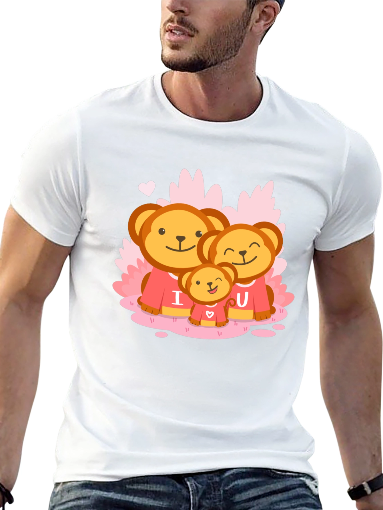 Cute Bear Family I Love You Black T-Shirt