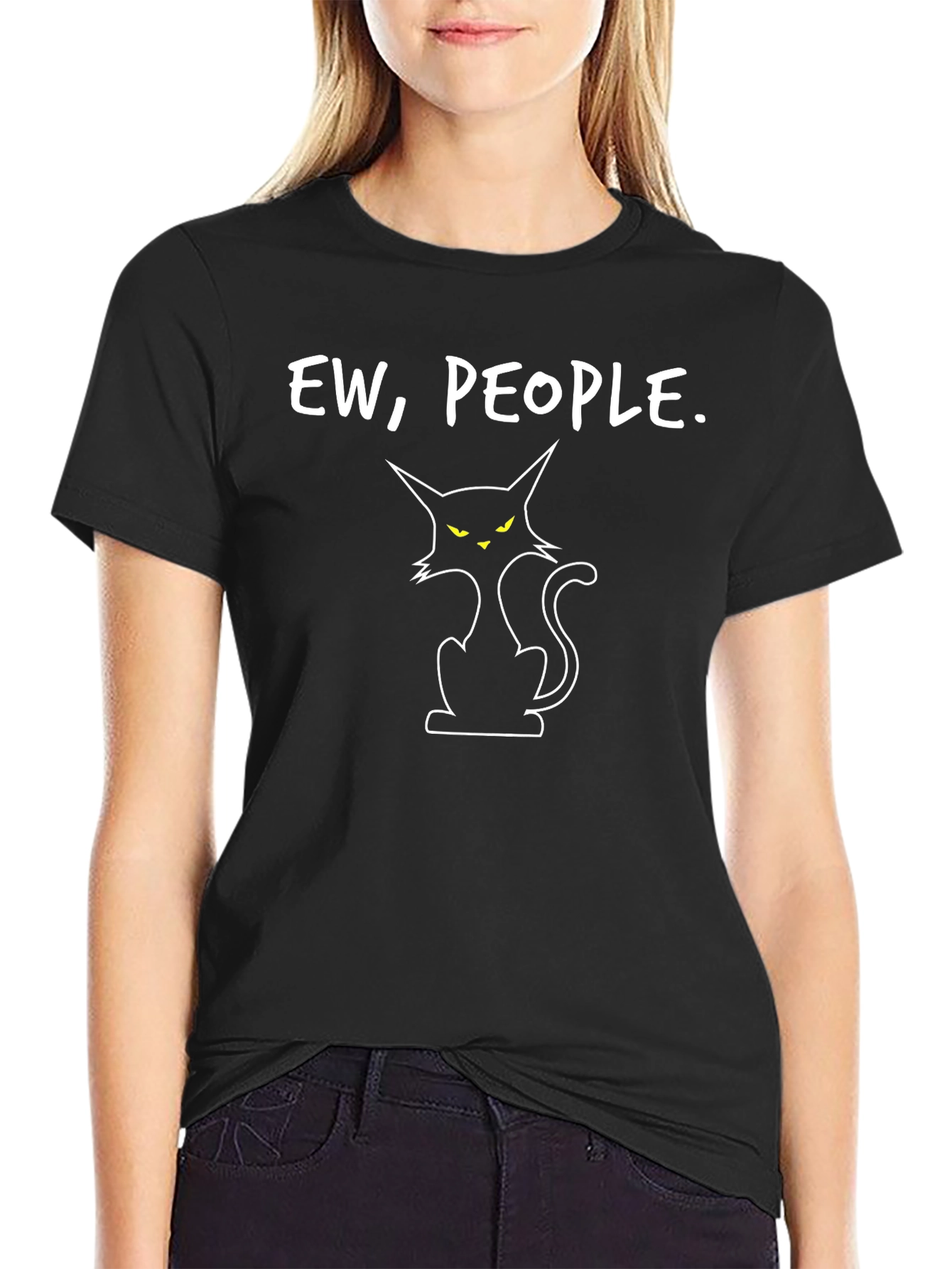 Ew People Cat Graphic T-Shirt - Sarcastic Style