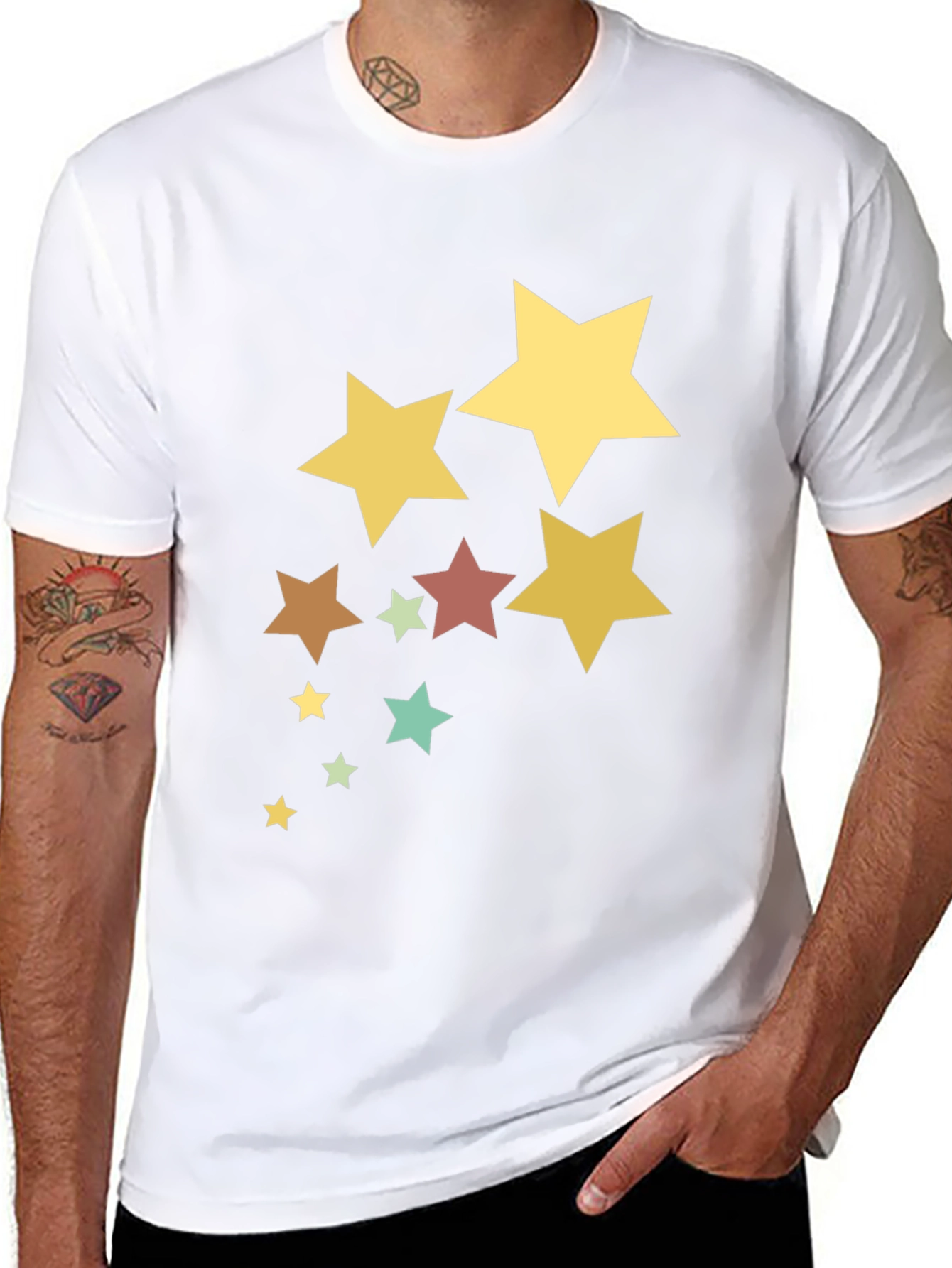 Stylish Star Pattern Black T-Shirt
