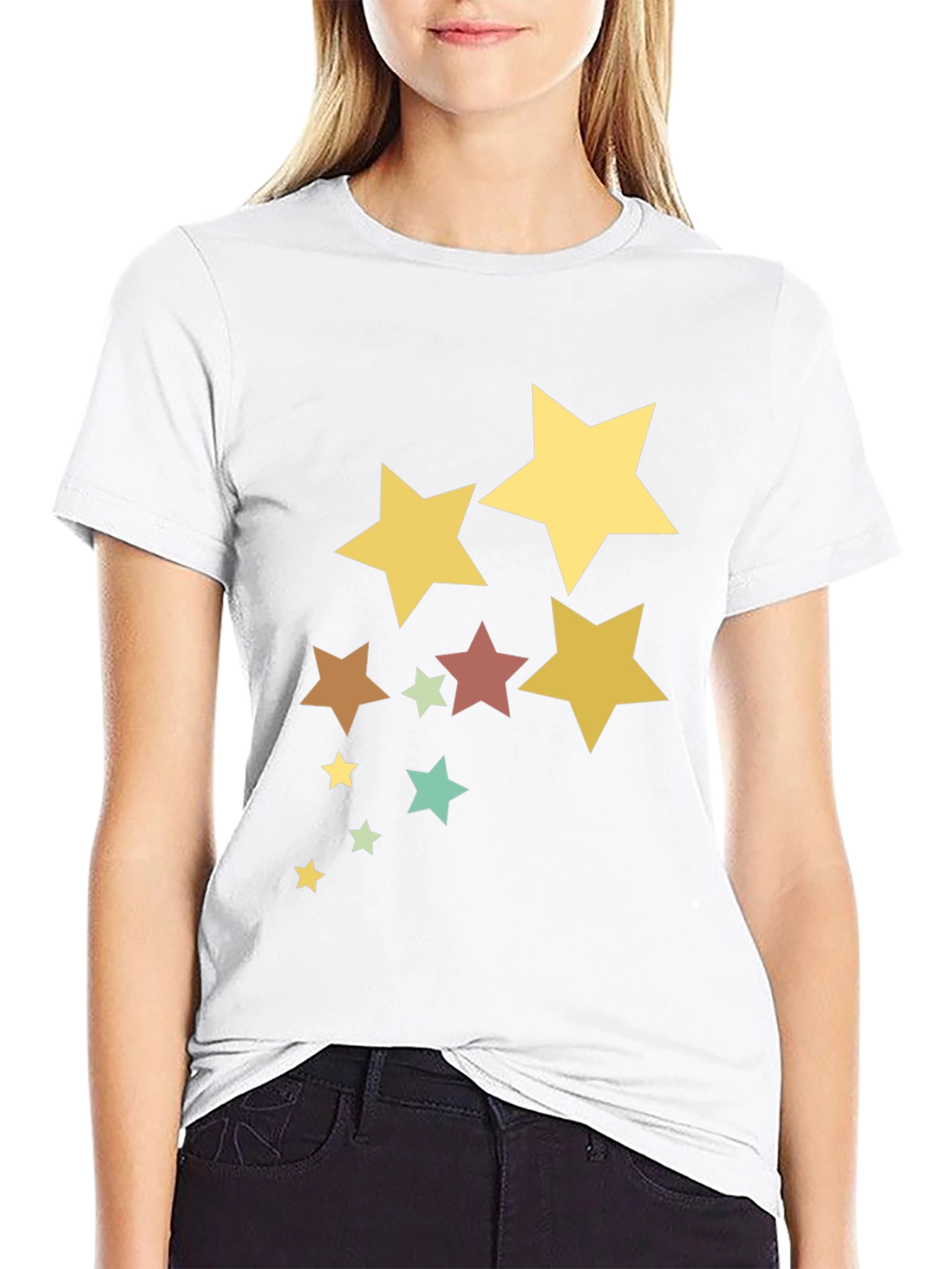Stylish Star Pattern Black T-Shirt