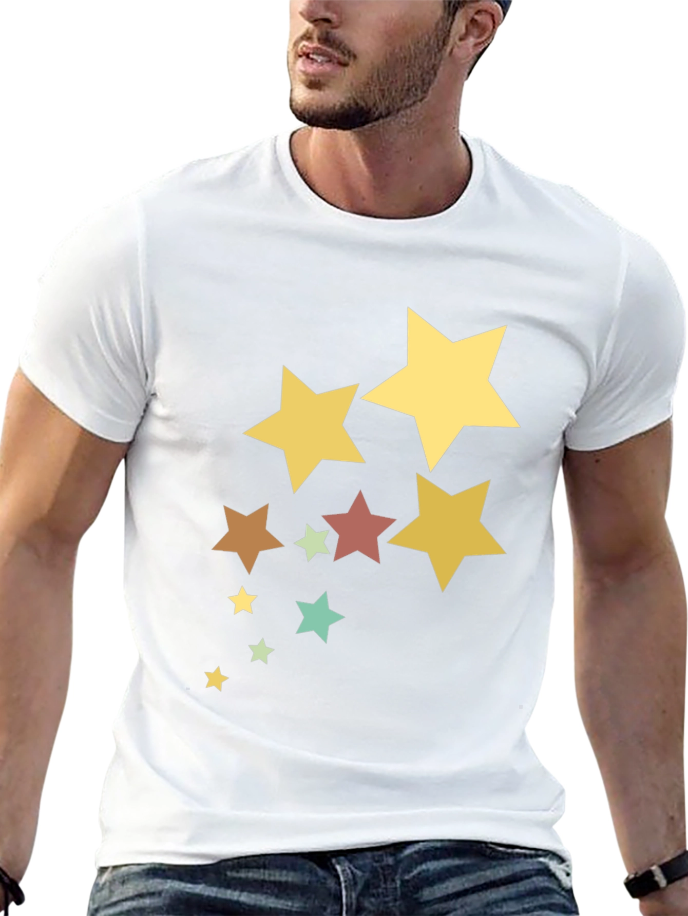 Stylish Star Pattern Black T-Shirt