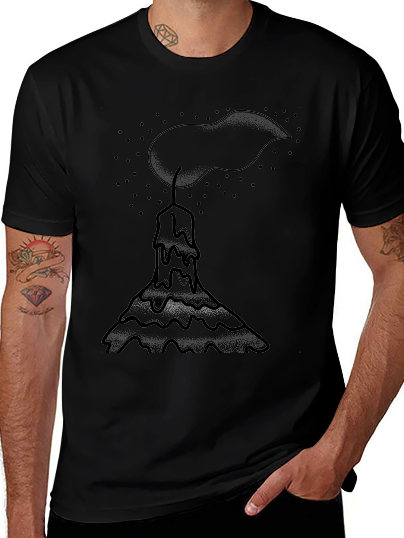 Melting Candle Graphic Tee - Black