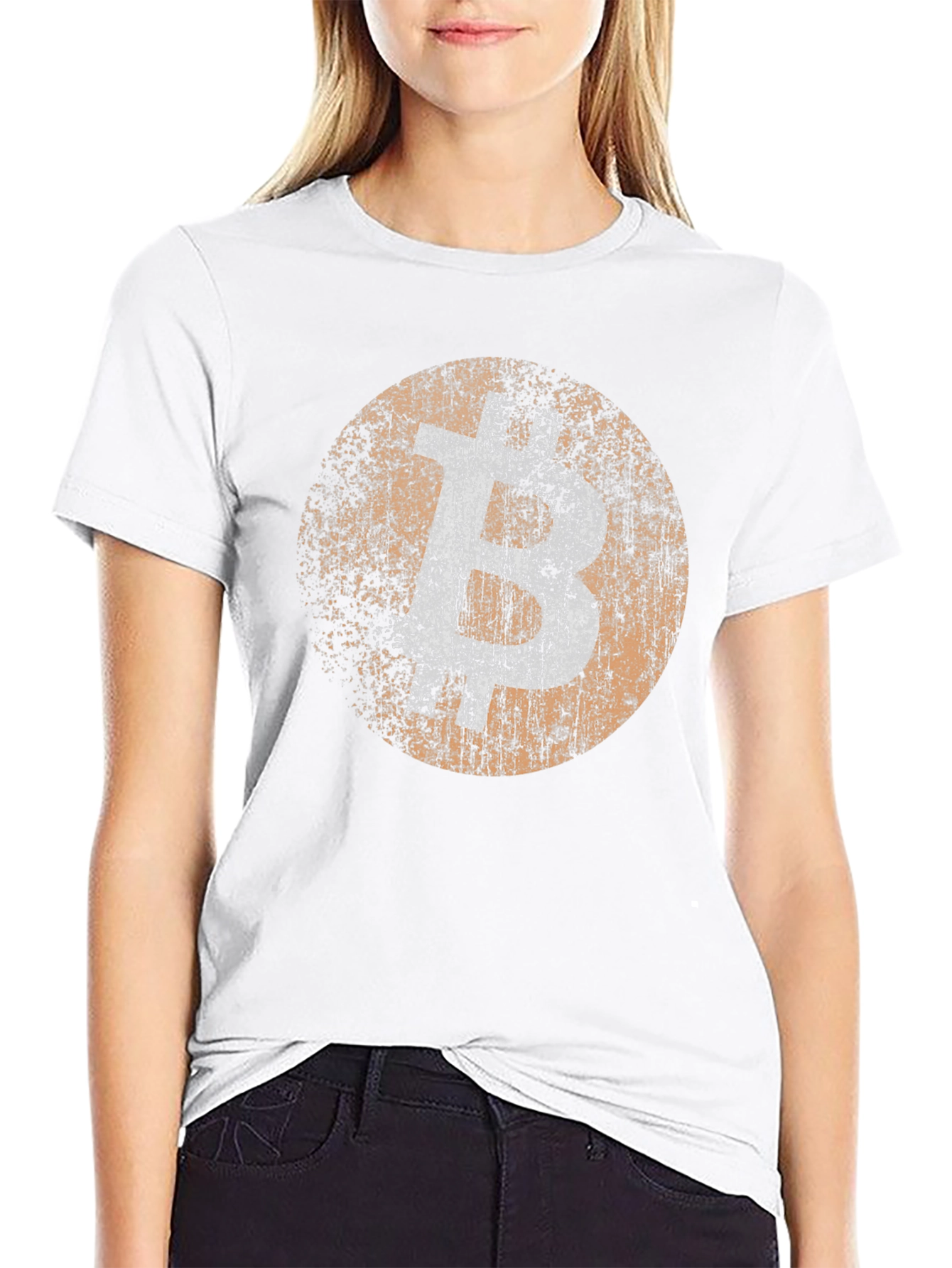 Bitcoin Distressed Logo Black T-Shirt