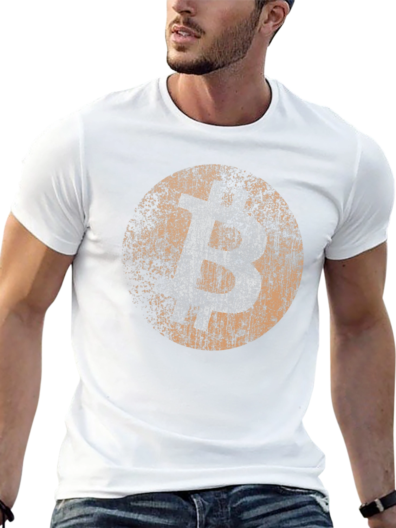 Bitcoin Distressed Logo Black T-Shirt