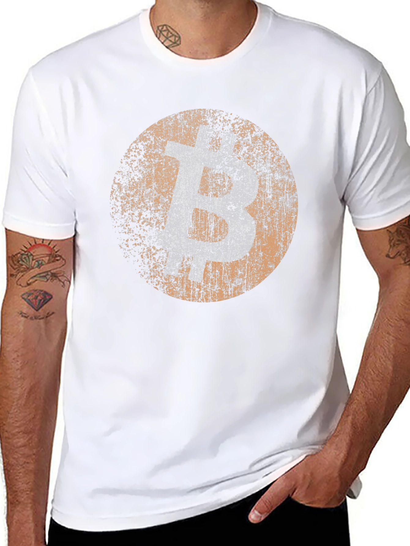 Bitcoin Distressed Logo Black T-Shirt