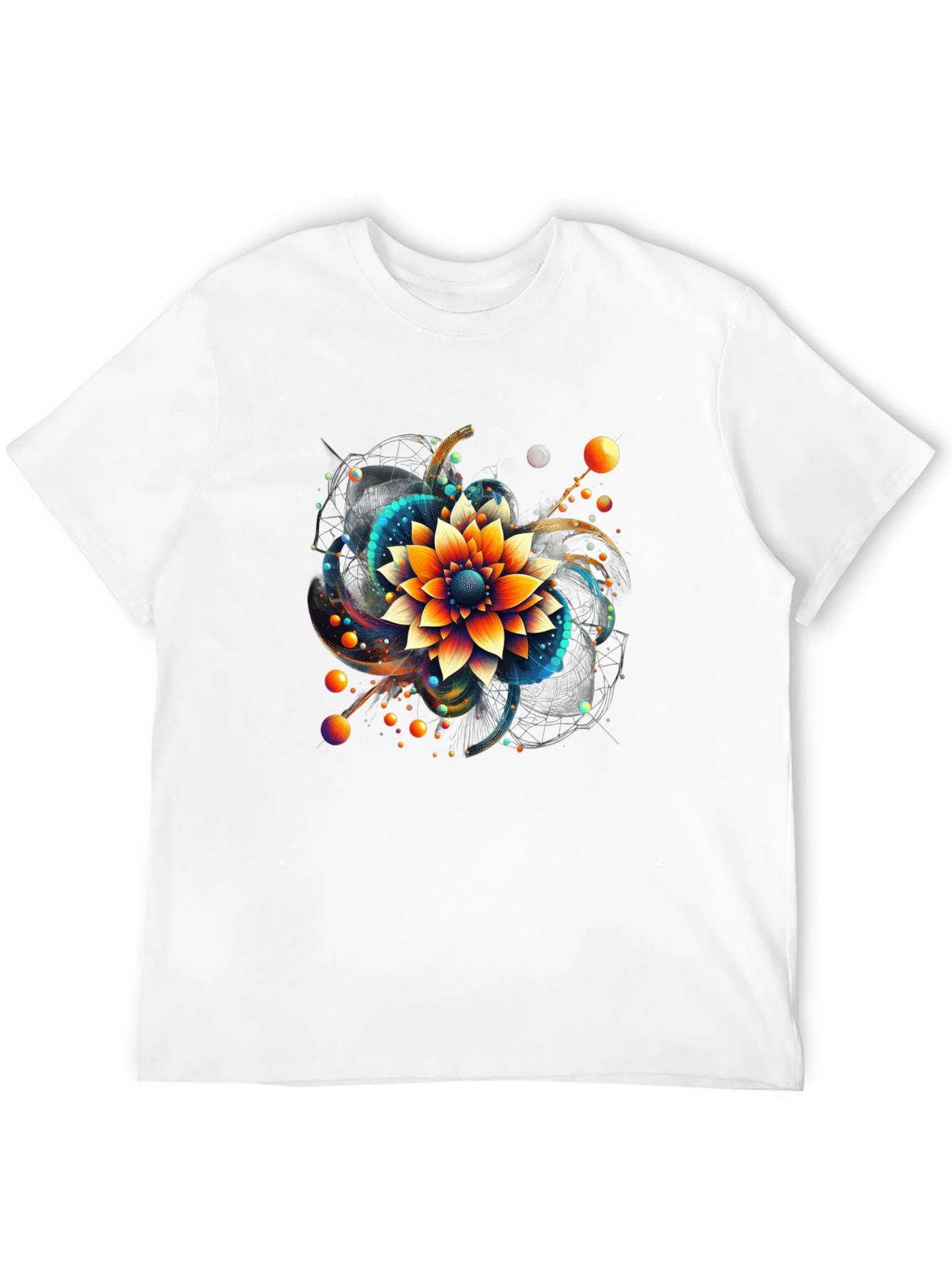 Abstract Floral Graphic Print Black T-Shirt