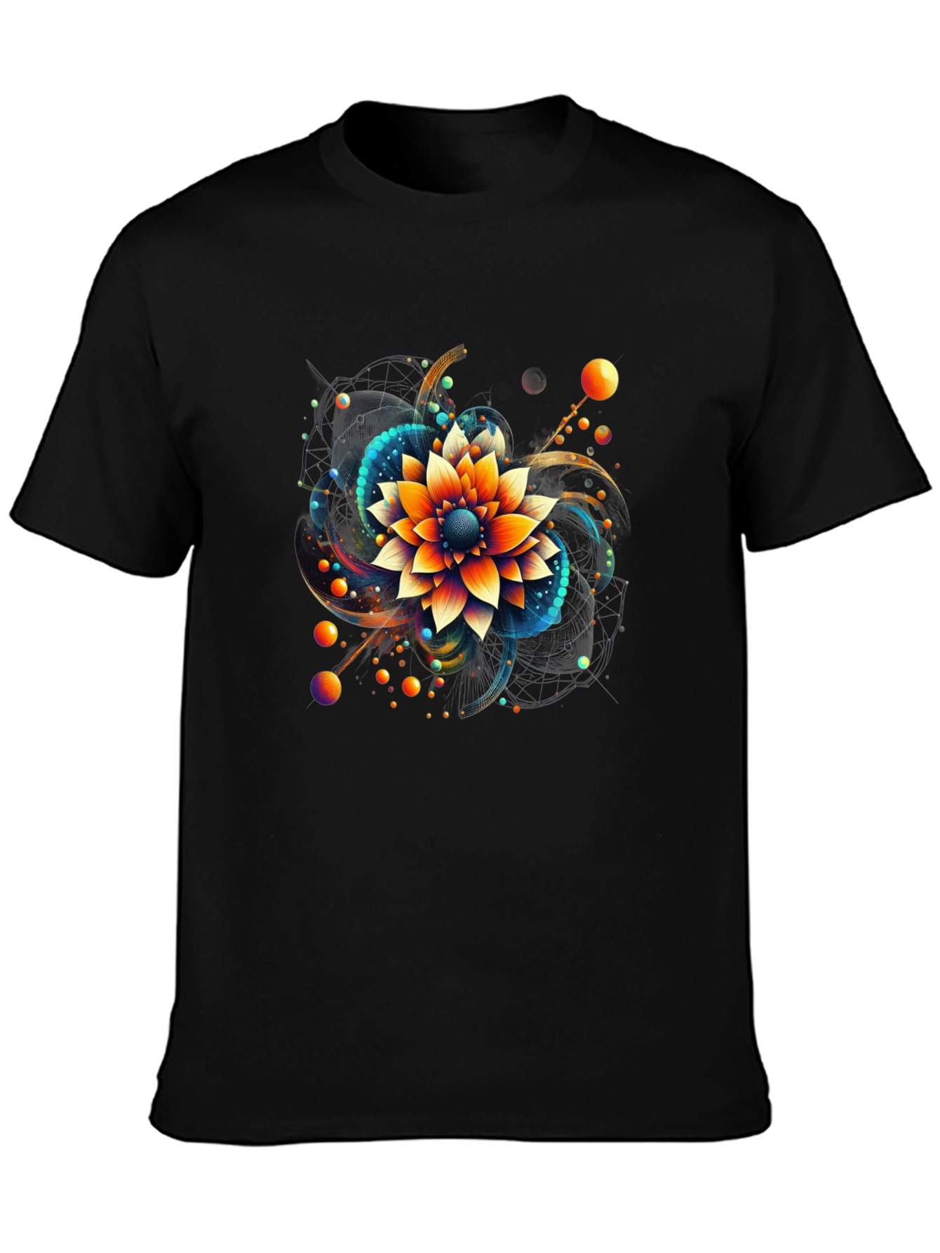 Abstract Floral Graphic Print Black T-Shirt