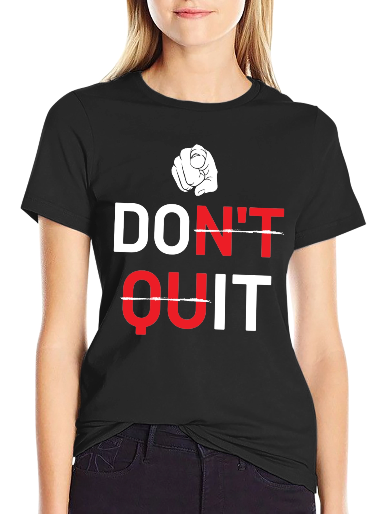 Motivational Dont Quit Graphic Tee - Black