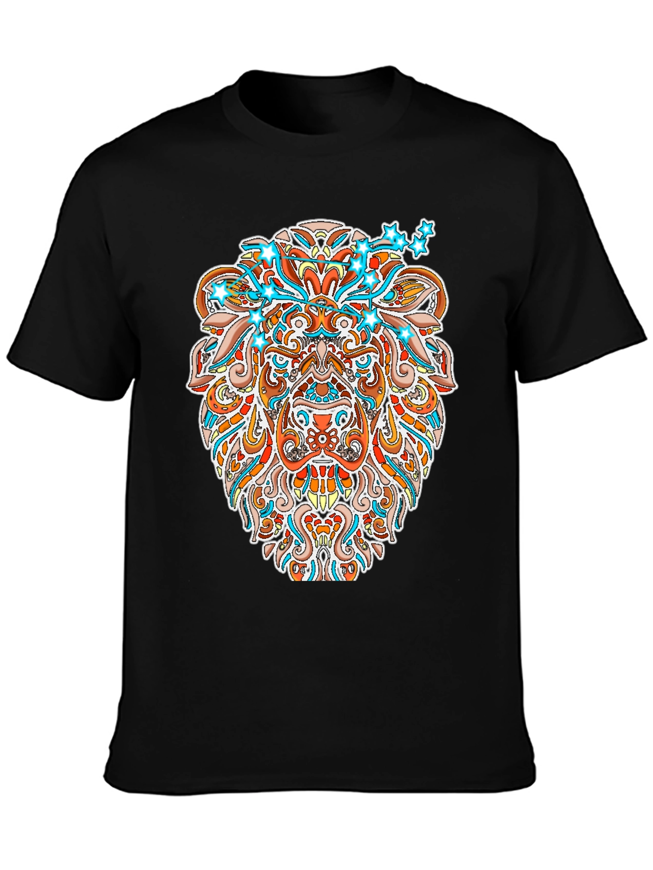Lion Graphic Print Black T-Shirt