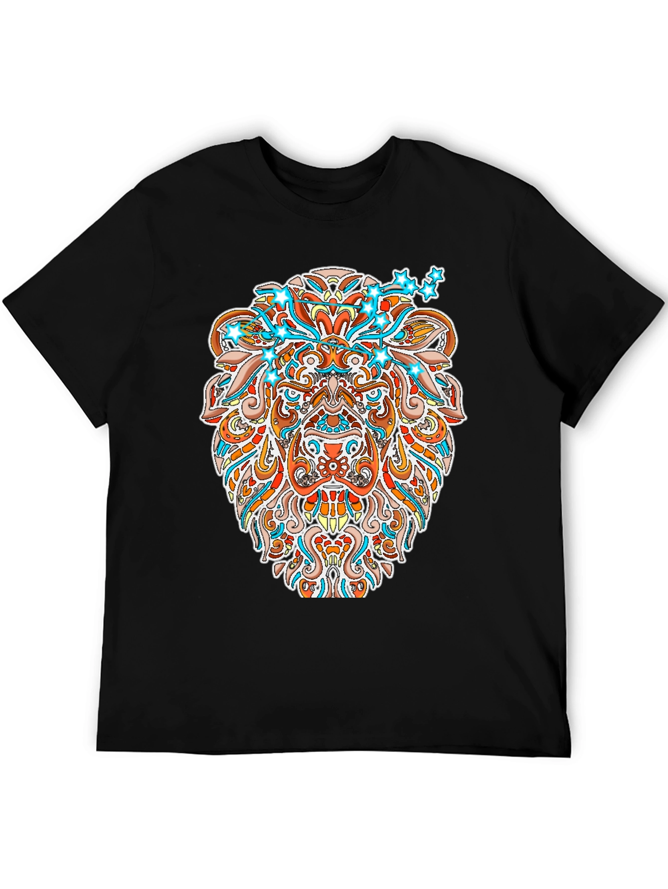 Lion Graphic Print Black T-Shirt