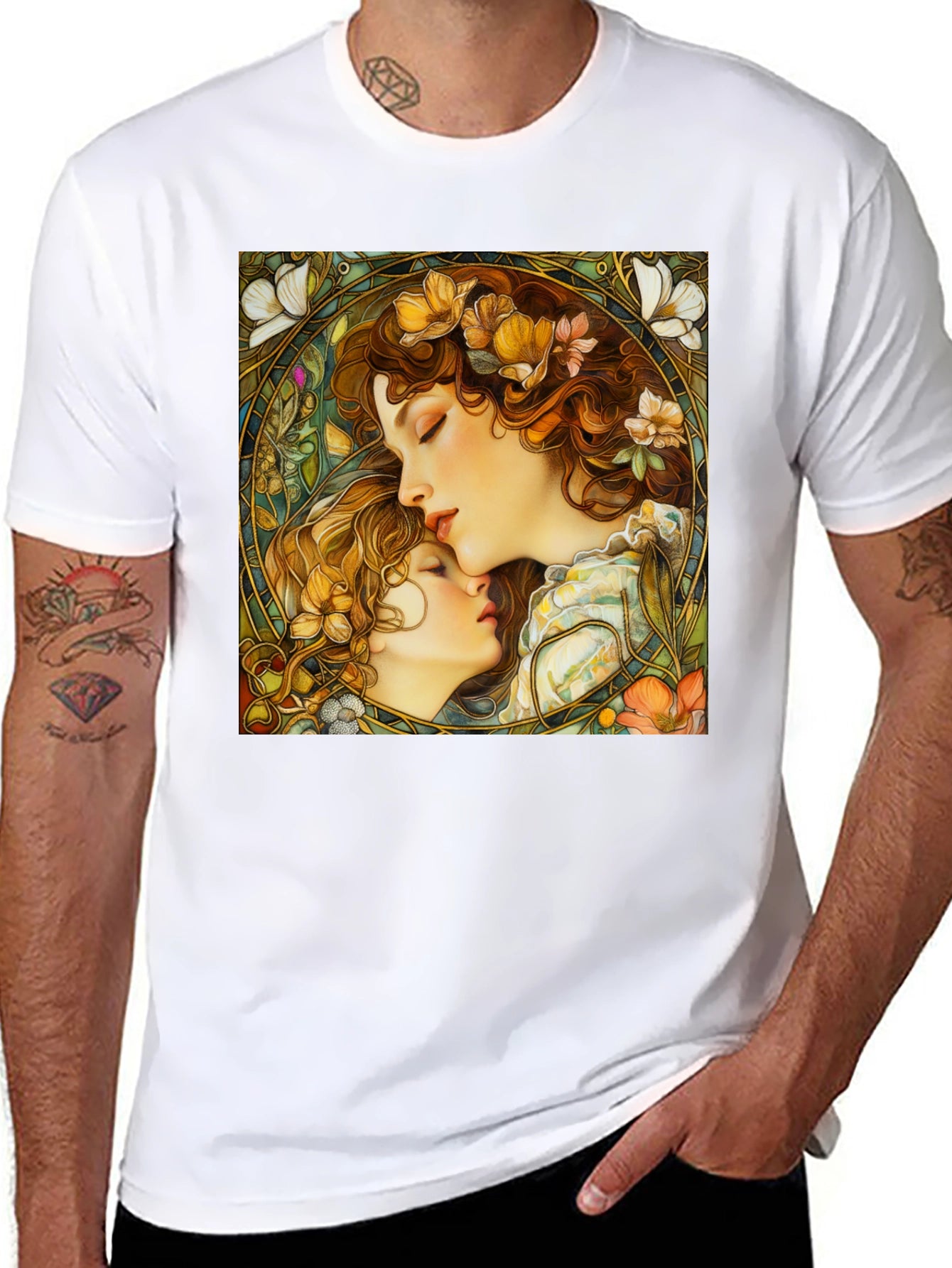 Art Nouveau Womens Black Graphic Tee