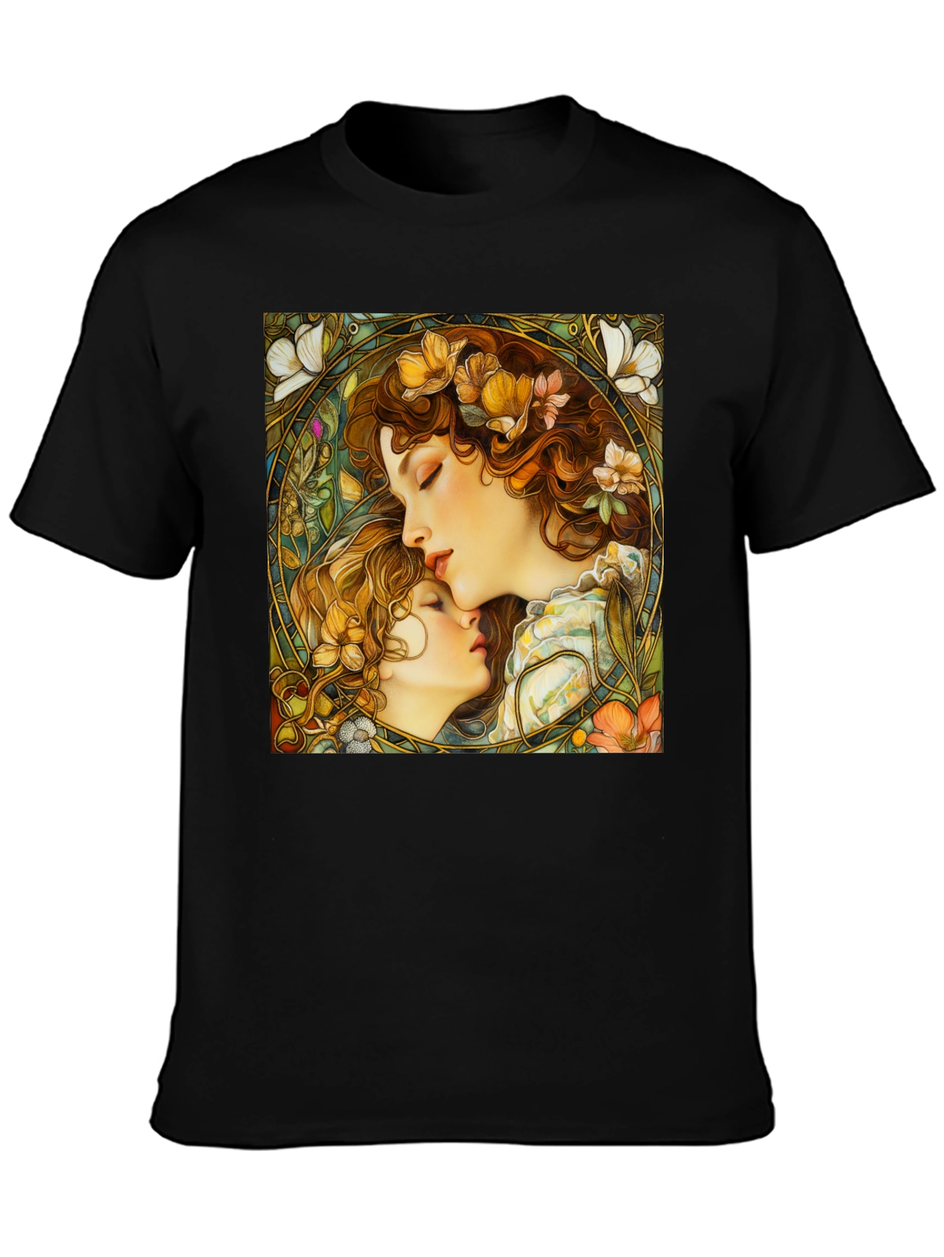 Art Nouveau Womens Black Graphic Tee