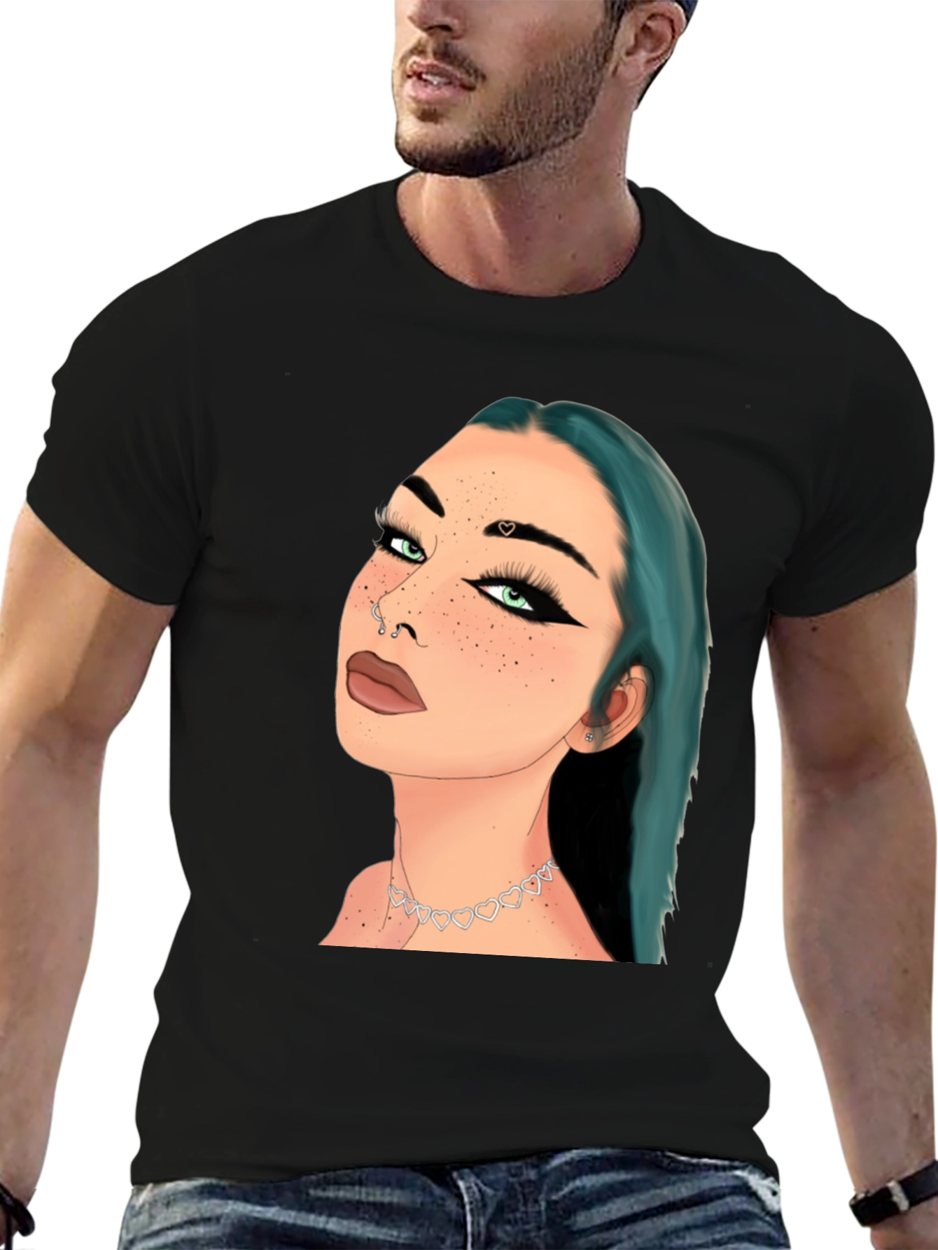 Artsy Woman Graphic Tee - Black Cotton Blend Shirt
