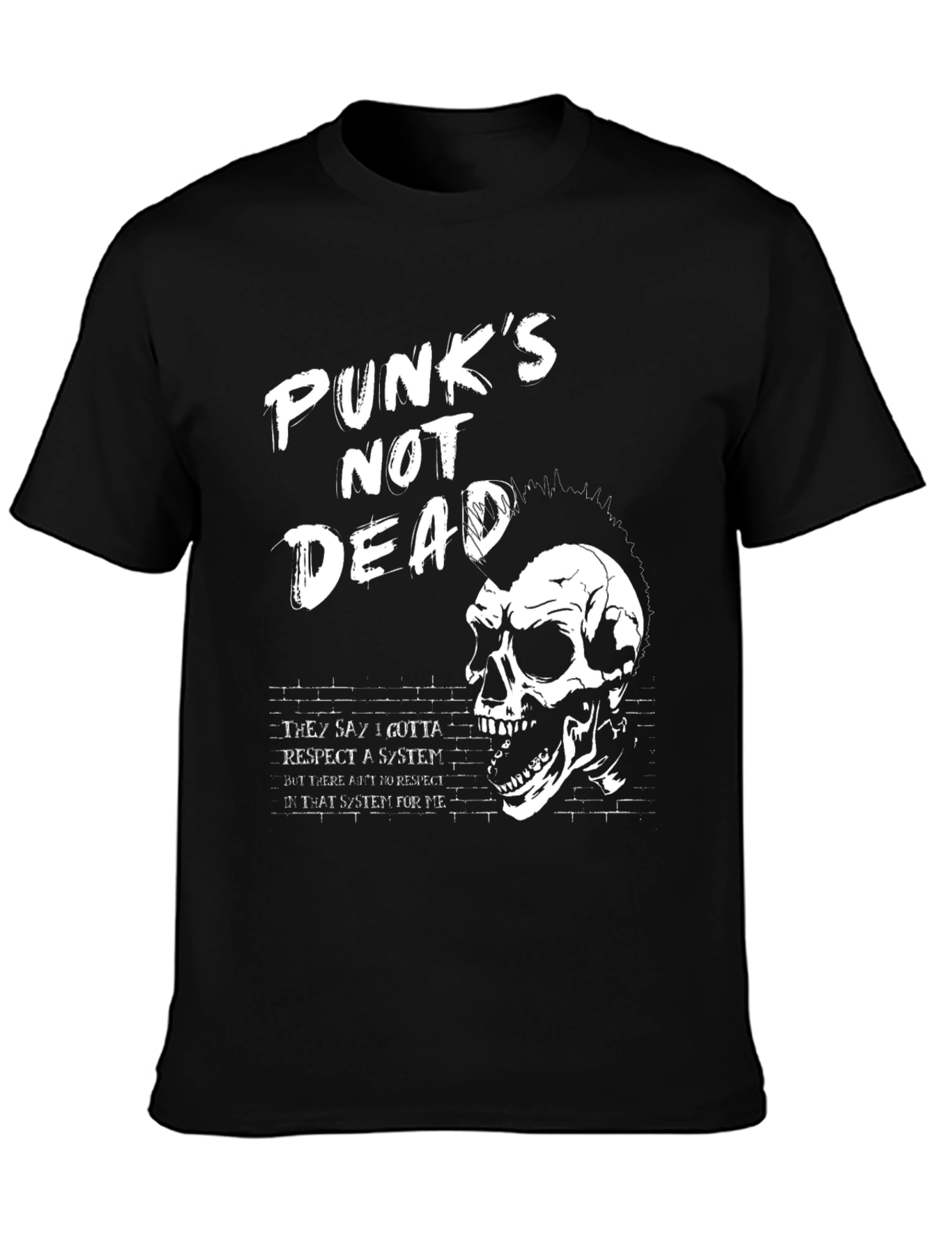 Punks Not Dead Graphic Tee - Skull Design