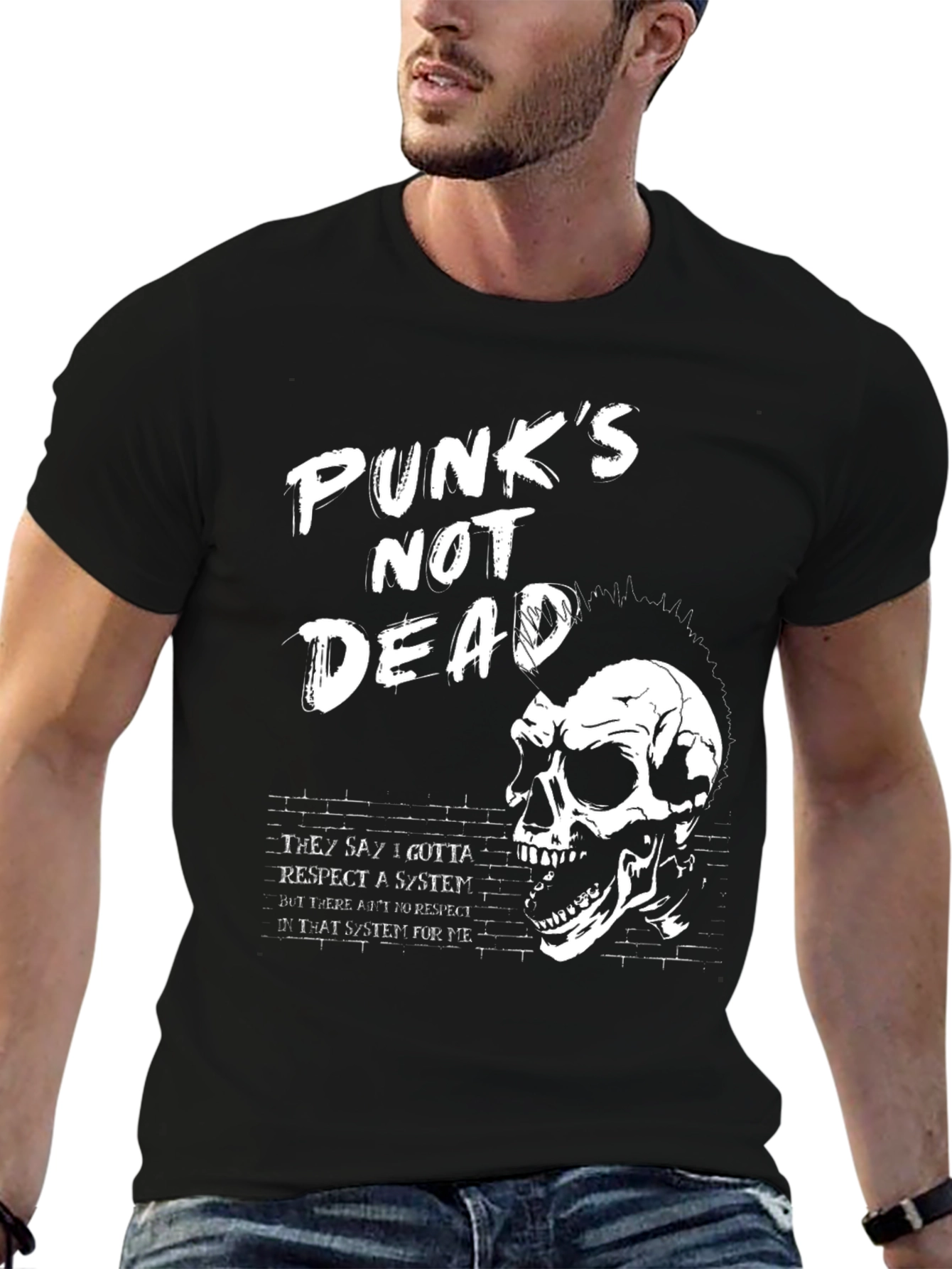 Punks Not Dead Graphic Tee - Skull Design