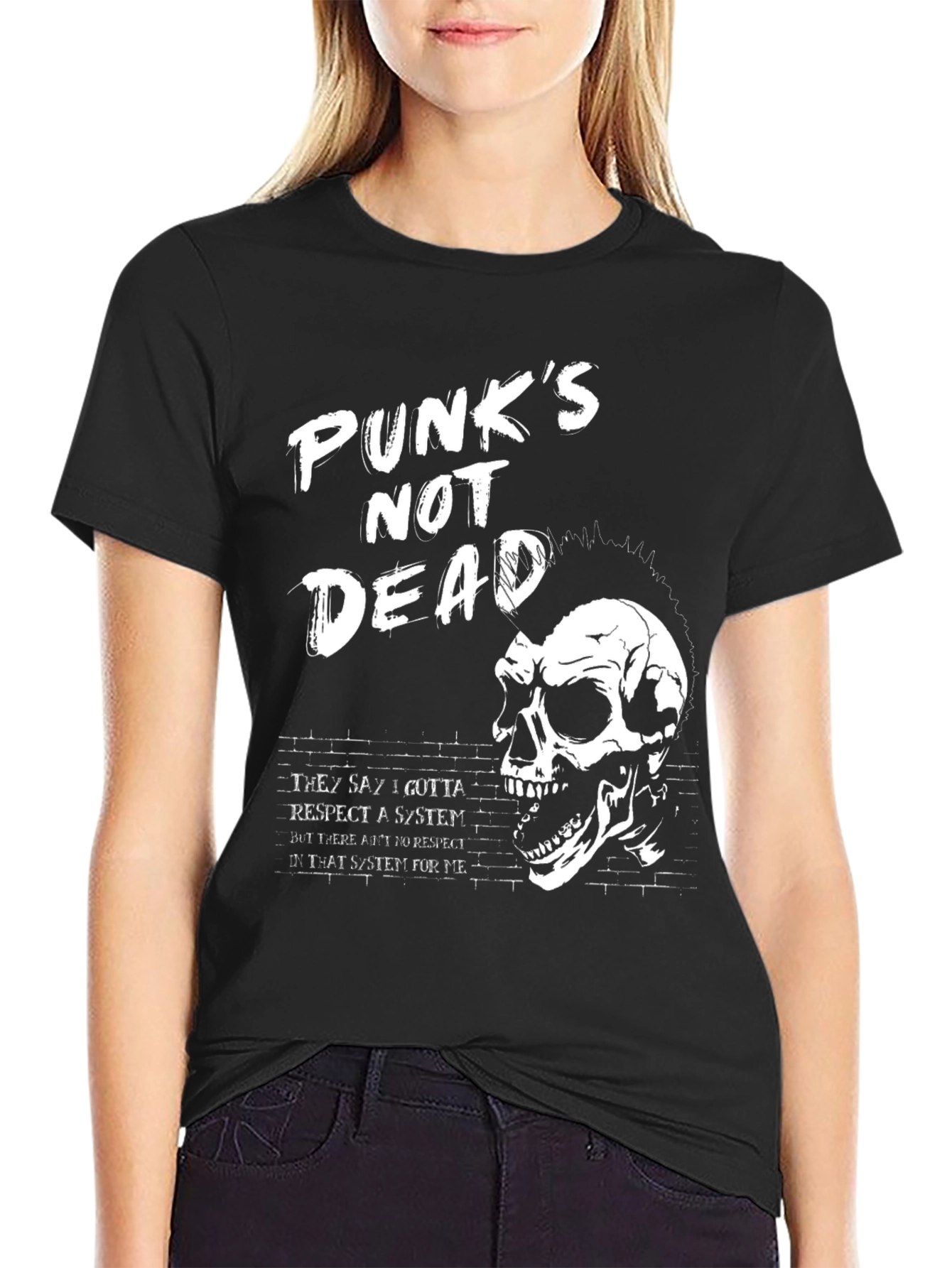 Punks Not Dead Graphic Tee - Skull Design