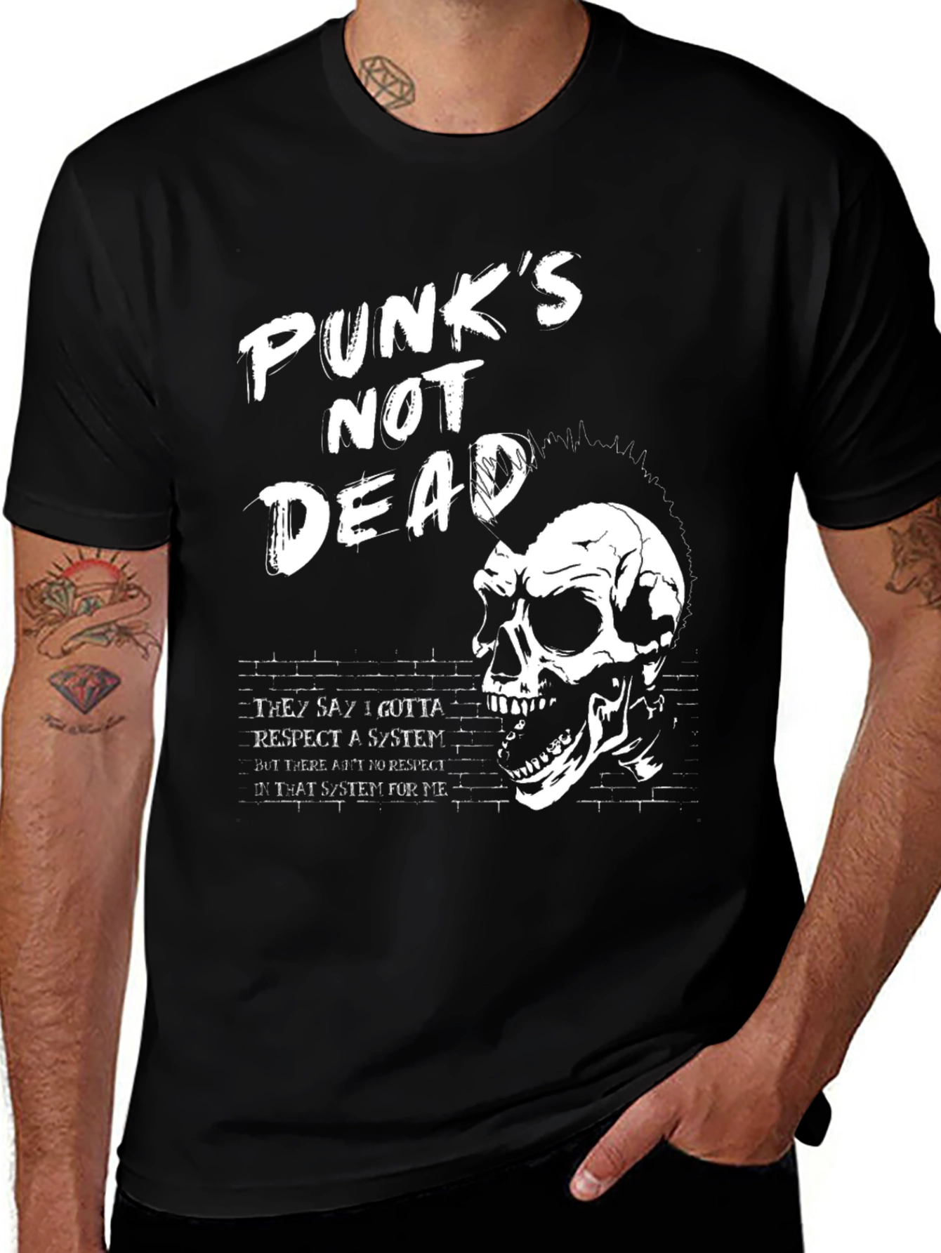 Punks Not Dead Graphic Tee - Skull Design
