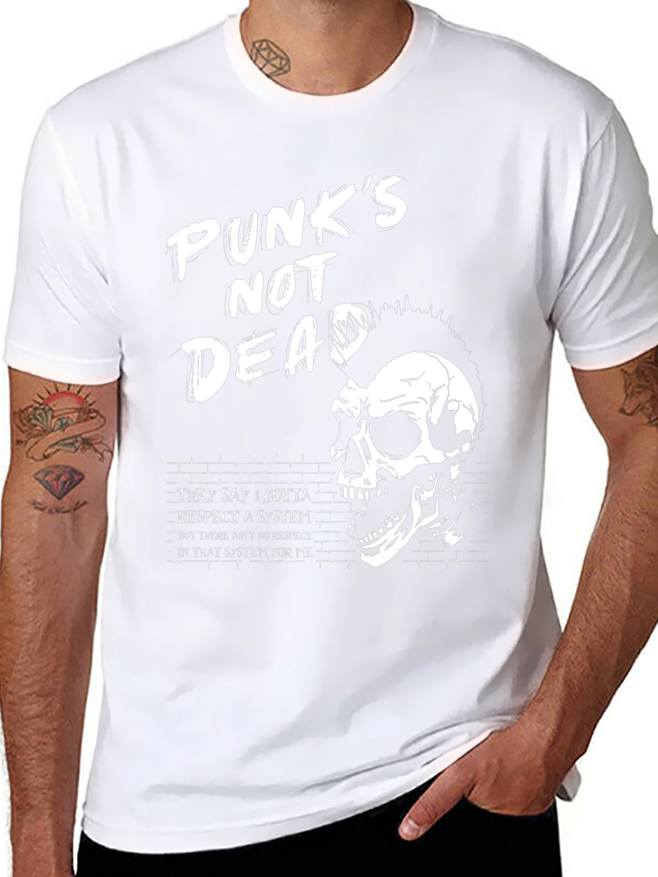 Punks Not Dead Graphic Tee - Skull Design