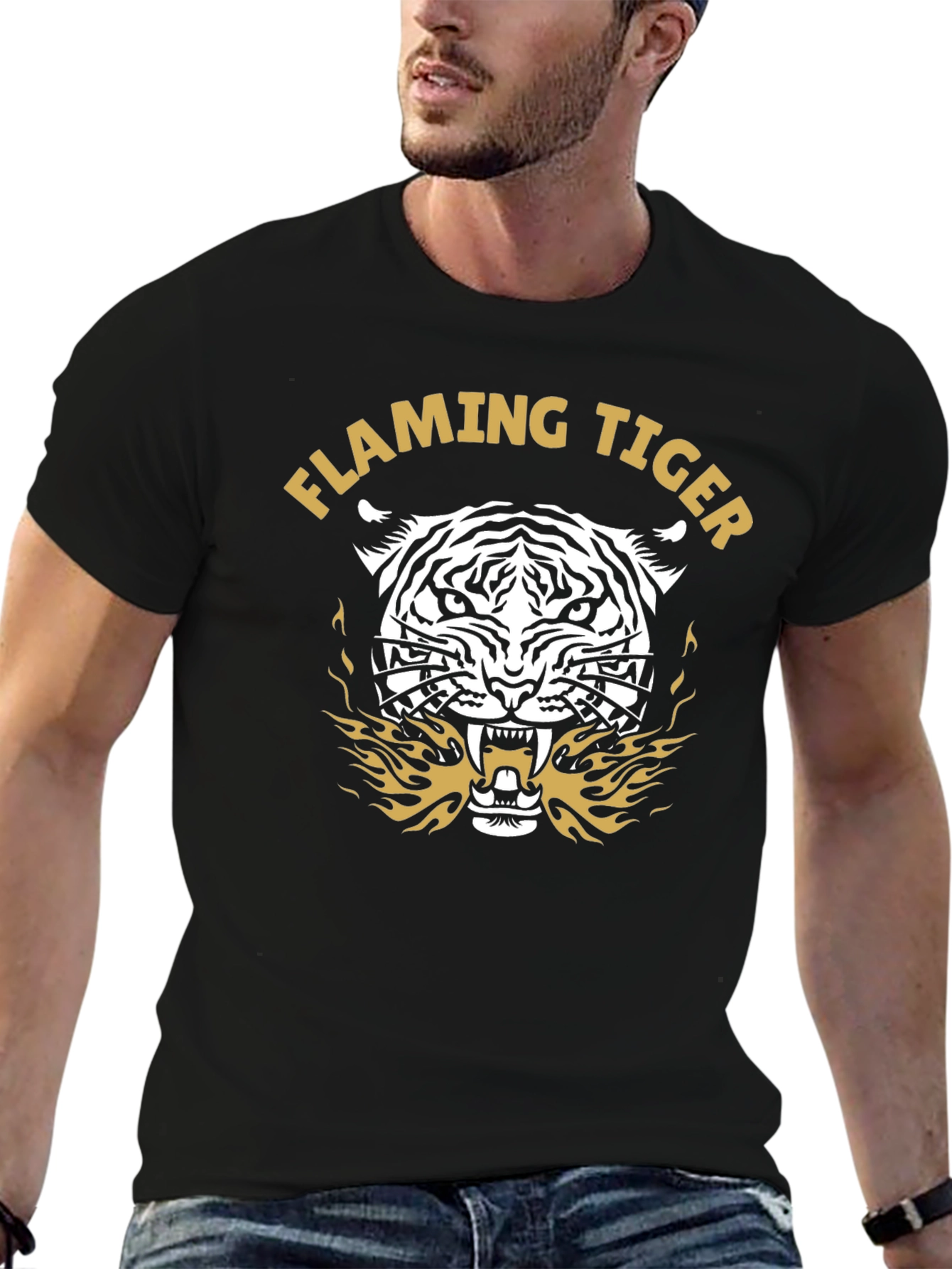 Flaming Tiger Graphic Tee - Bold Style