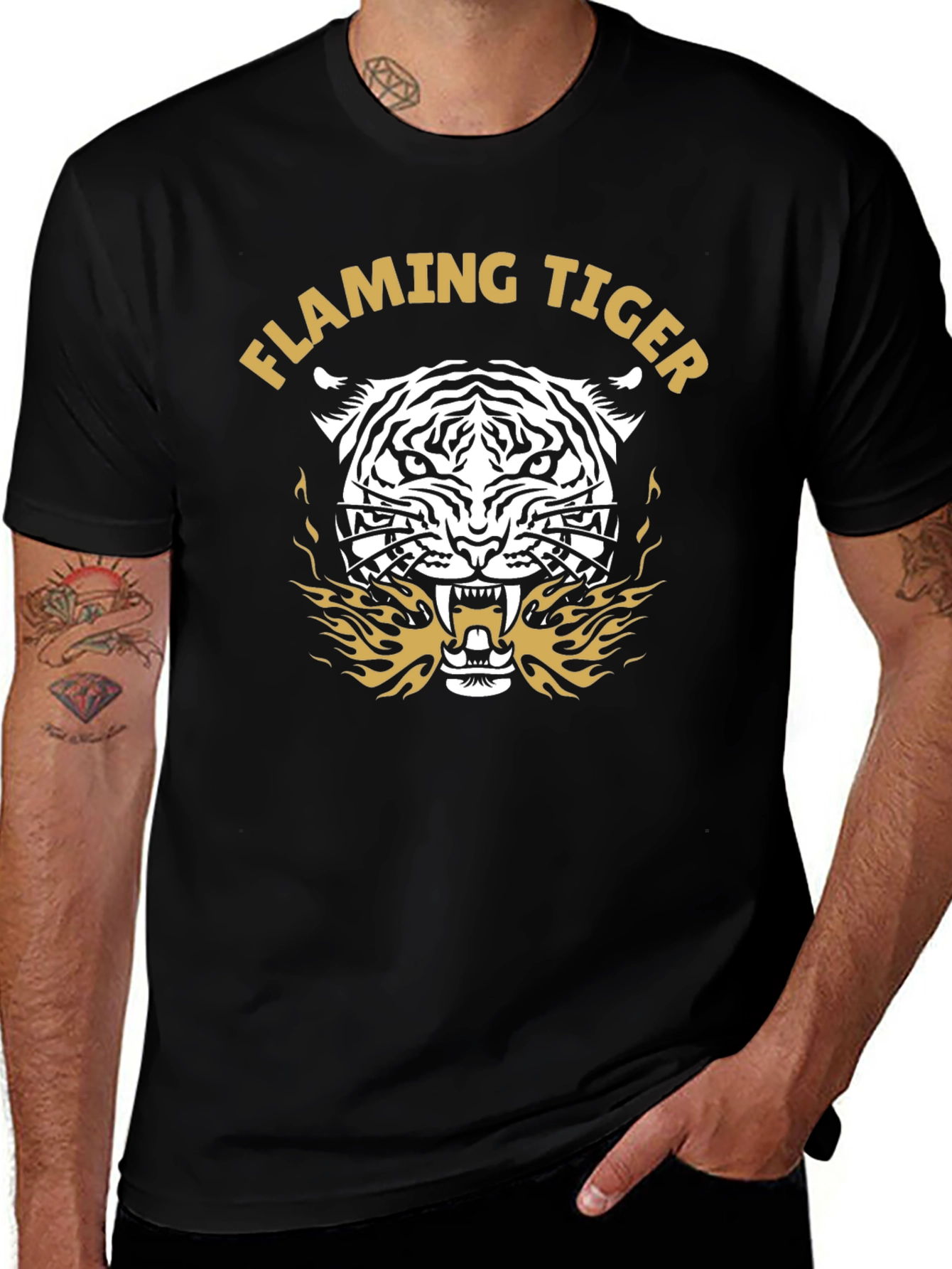 Flaming Tiger Graphic Tee - Bold Style