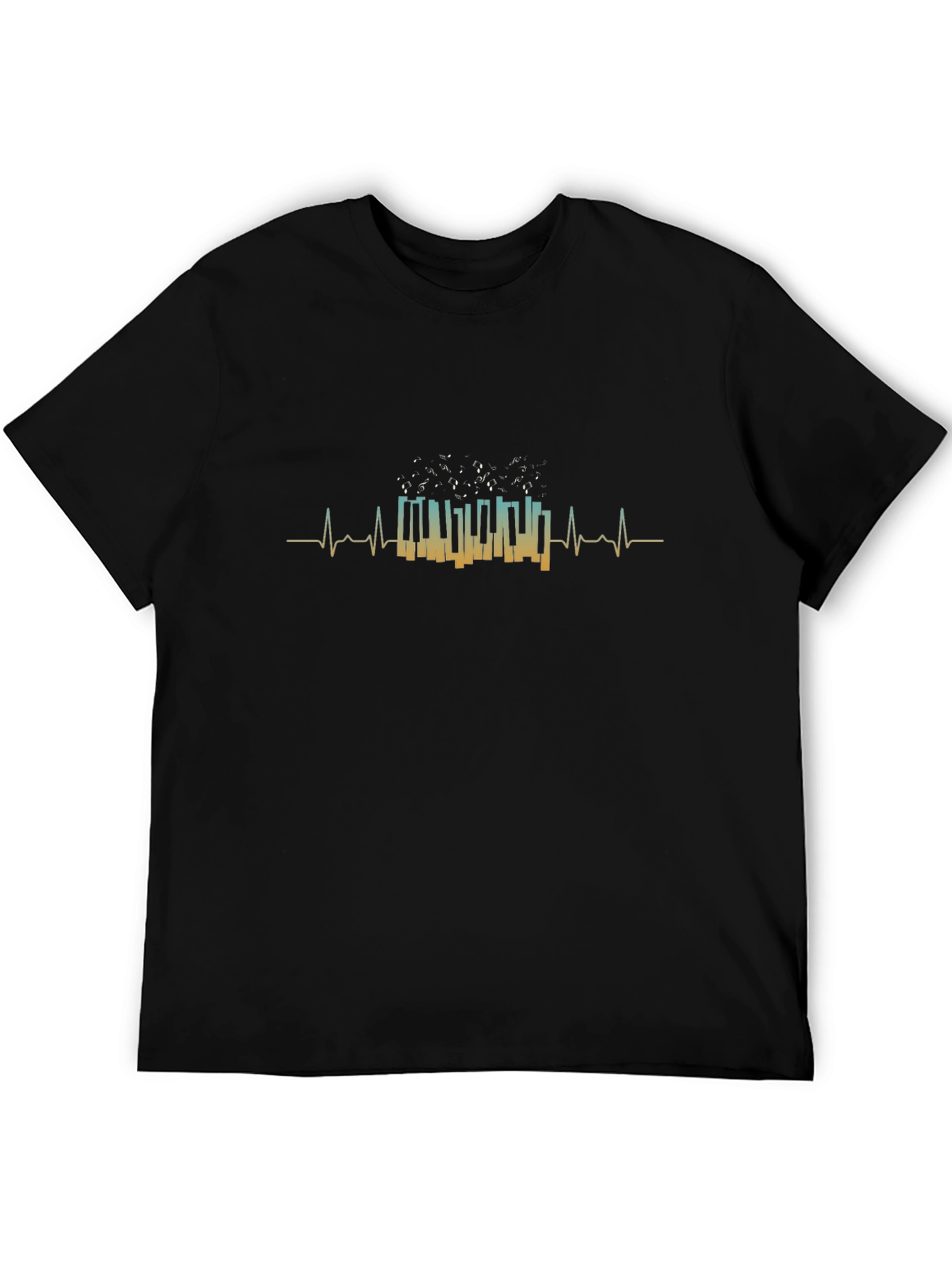 Piano Heartbeat Graphic T-Shirt - Music Lover Tee