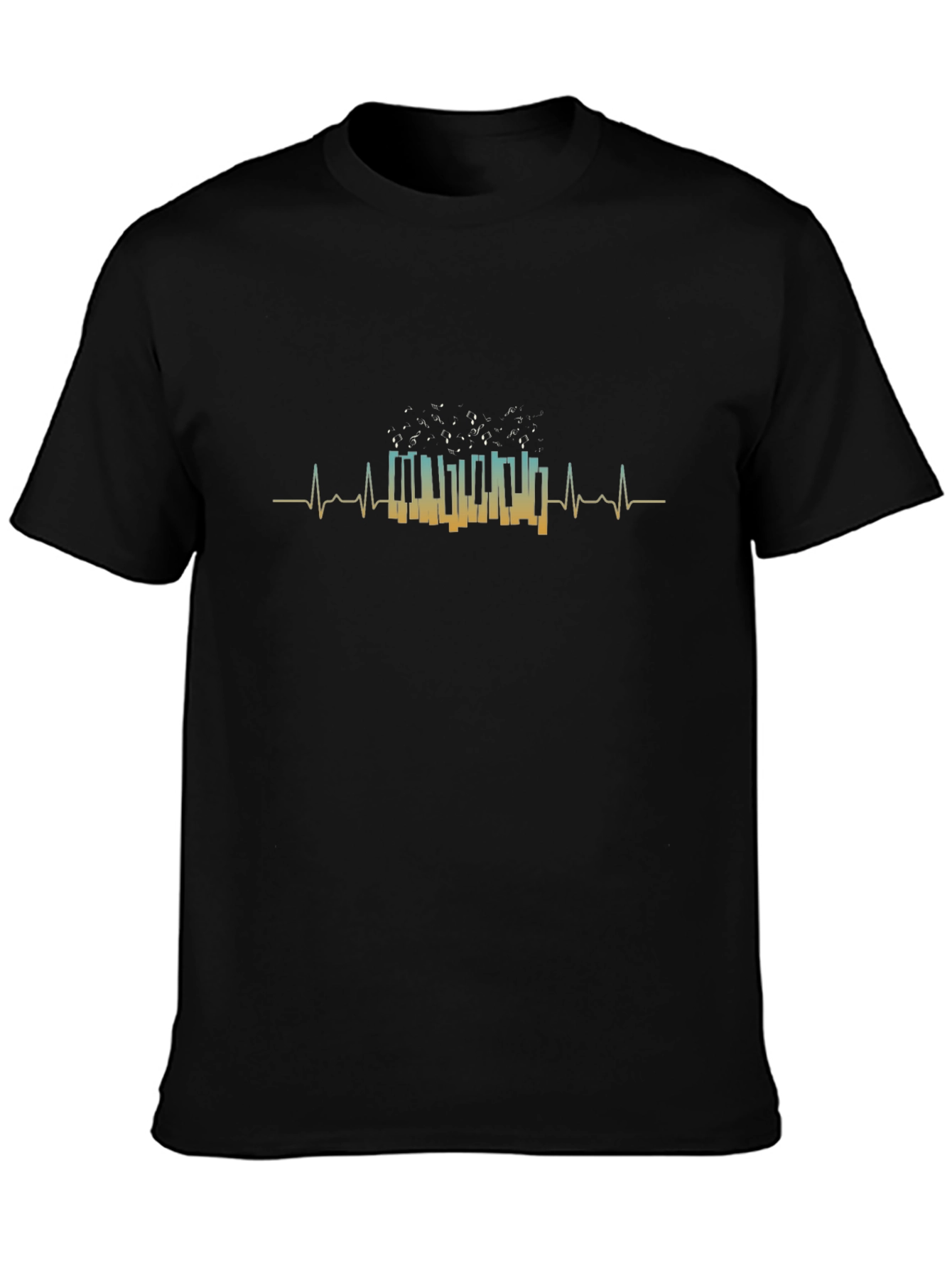 Piano Heartbeat Graphic T-Shirt - Music Lover Tee
