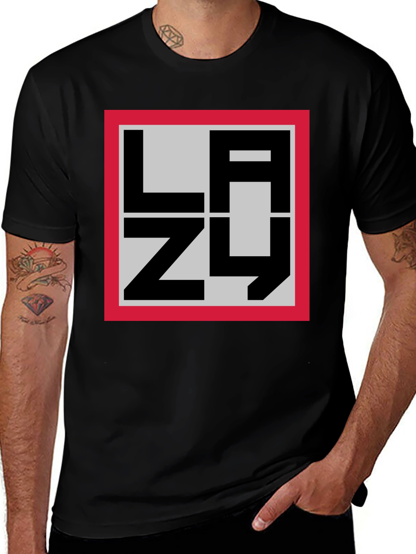 Lazy Graphic Tee - Black Casual Wear