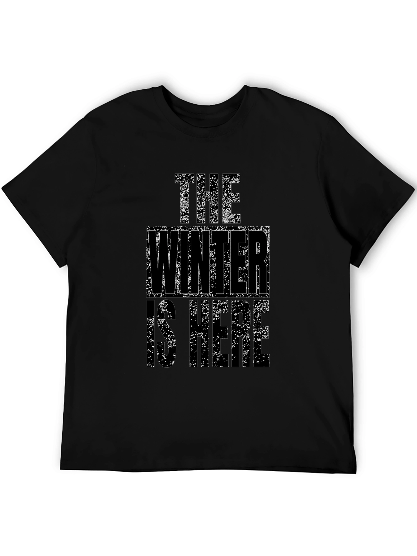 Winter Is Here Graphic Tee - Black Cotton T-Shirt