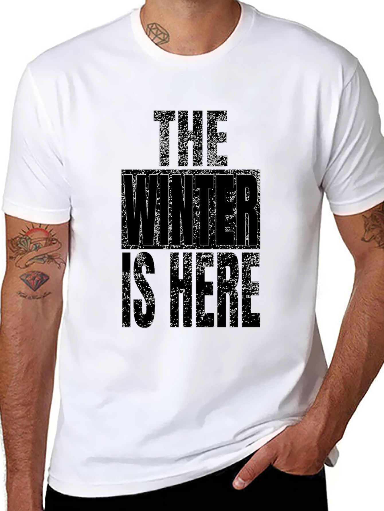 Winter Is Here Graphic Tee - Black Cotton T-Shirt
