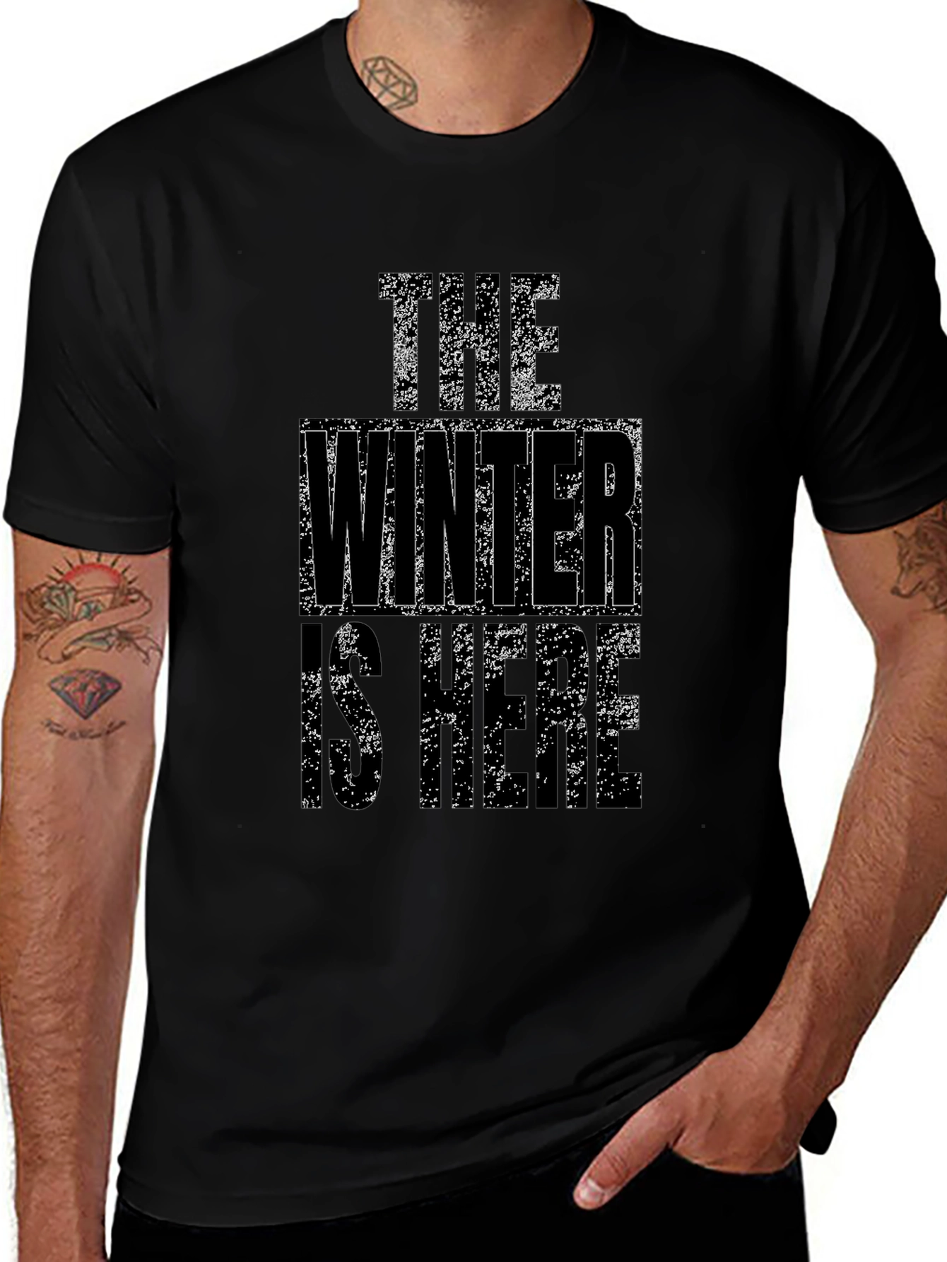 Winter Is Here Graphic Tee - Black Cotton T-Shirt